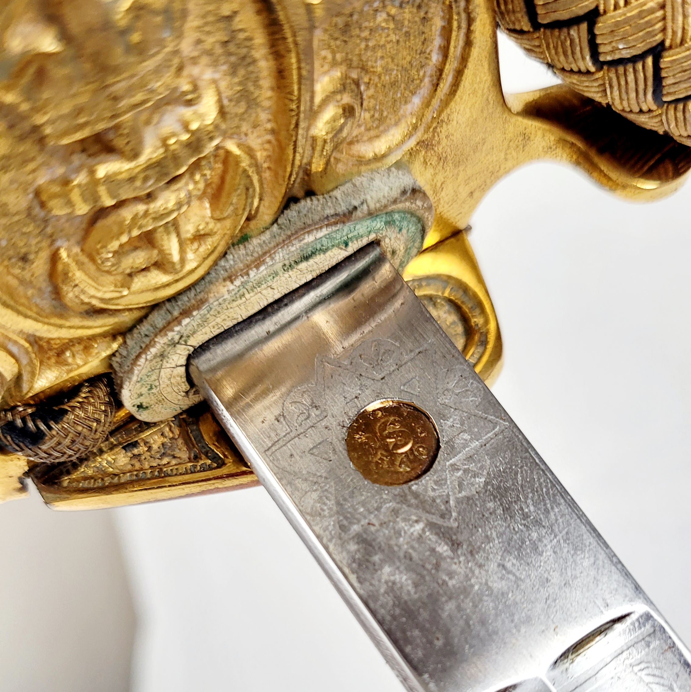 Circa WW2 Royal Navy 1827 Pattern Officers Sword, Scabbard And Leather Sword Bag By Gieves - Image 3
