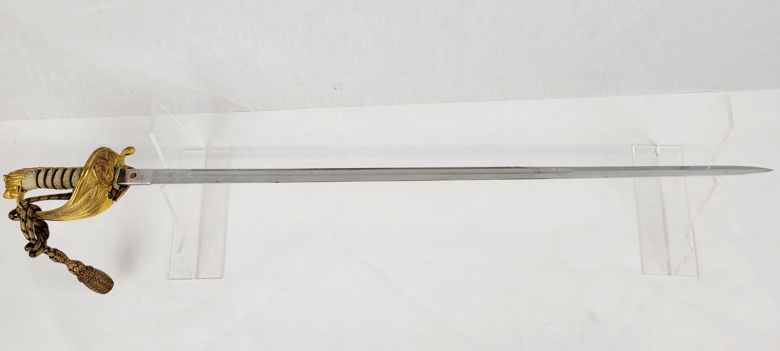 Circa WW2 Royal Navy 1827 Pattern Officers Sword, Scabbard And Leather Sword Bag By Gieves - Image 12