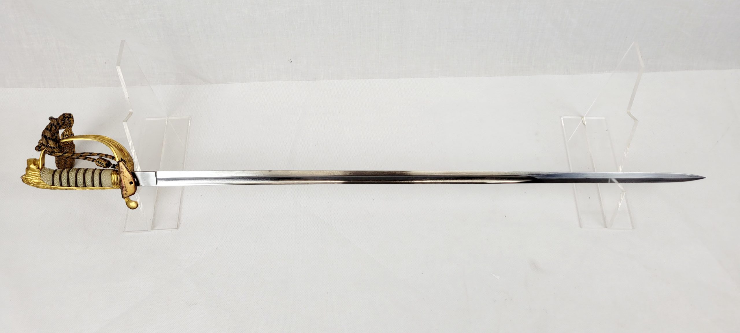 Circa WW2 Royal Navy 1827 Pattern Officers Sword, Scabbard And Leather Sword Bag By Gieves - Image 11