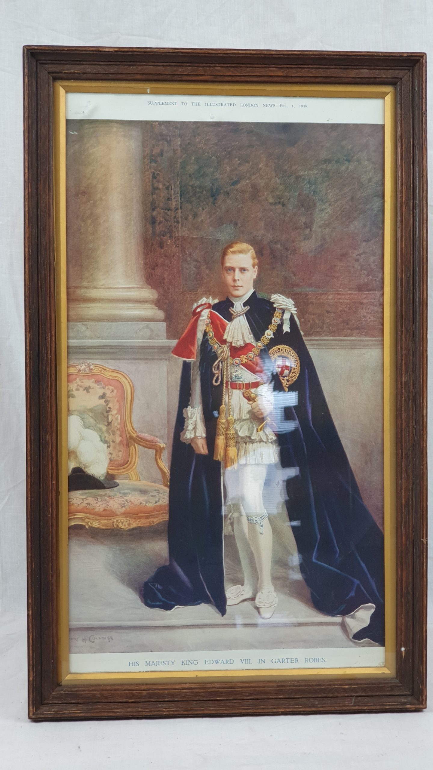1936 Edward VIII In Garter Robes Chromolithograph