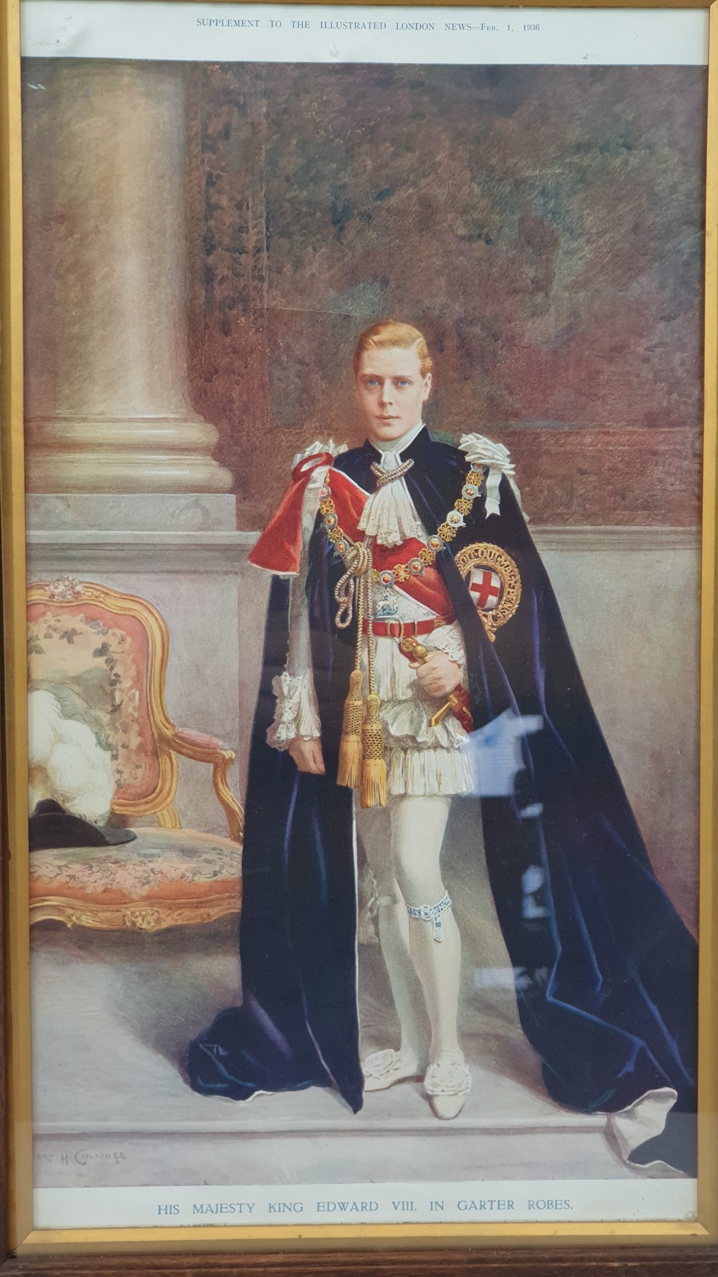 1936 Edward VIII In Garter Robes Chromolithograph - Image 2