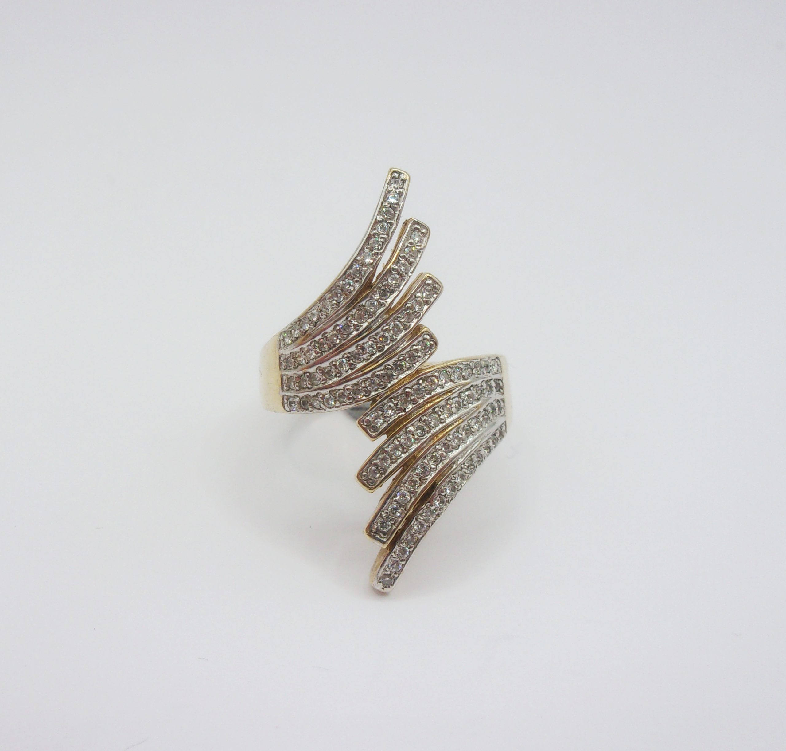 9ct Yellow Gold Cubic Zirconia Cocktail Ring UK Size S US 9