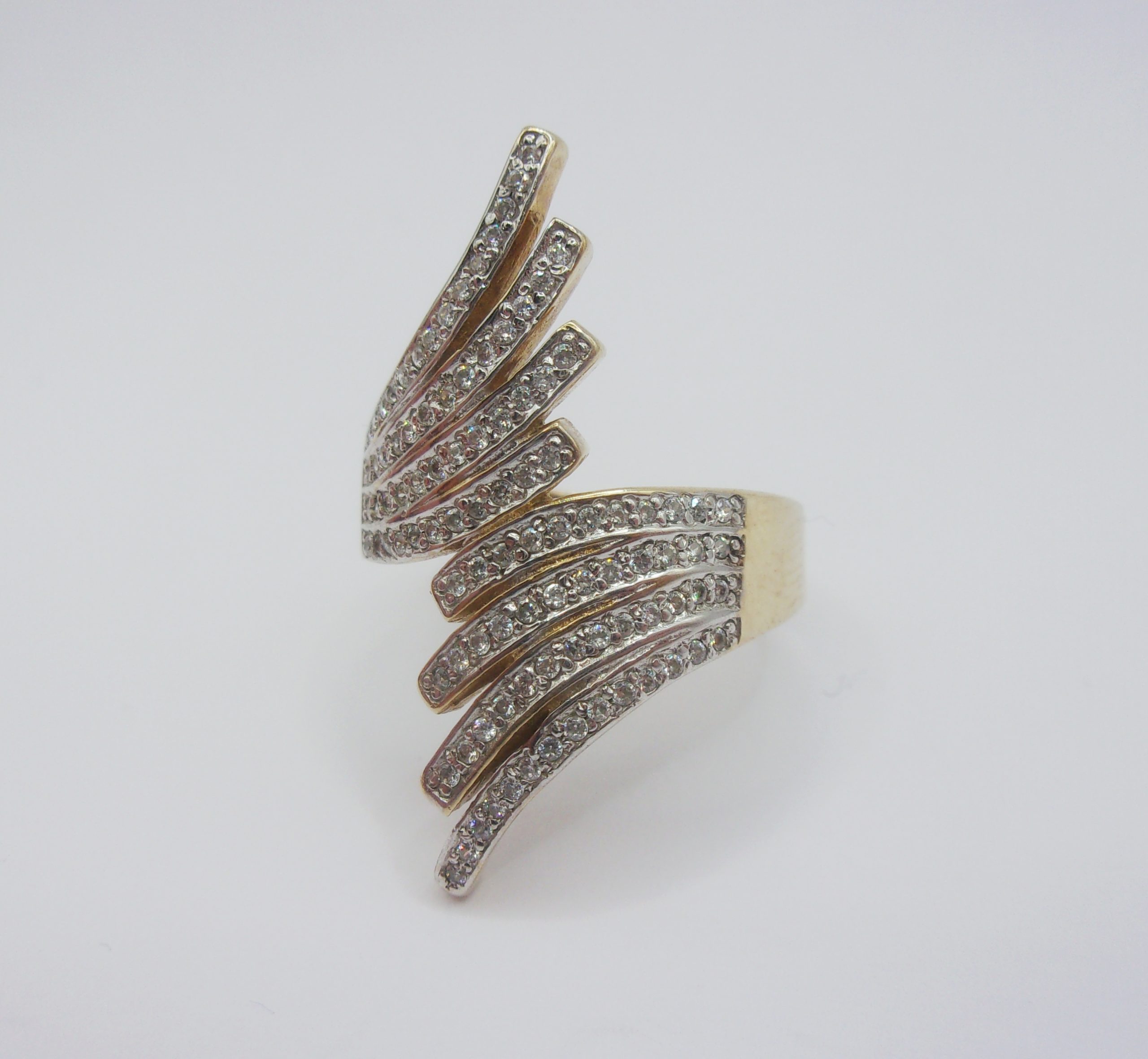 9ct Yellow Gold Cubic Zirconia Cocktail Ring UK Size S US 9 - Image 2