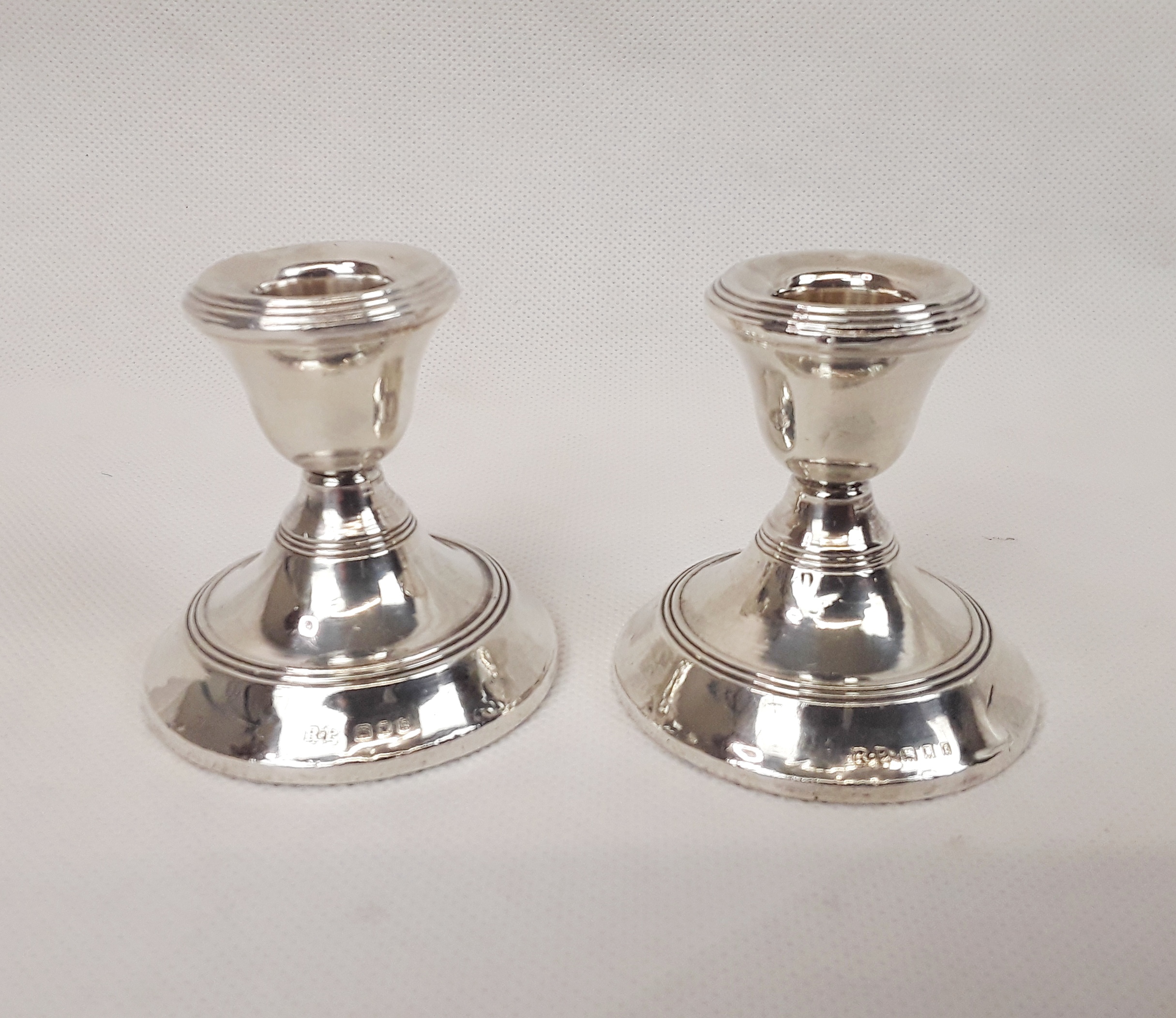 Pair Of Squat Sterling Silver Candlesticks – London 1921