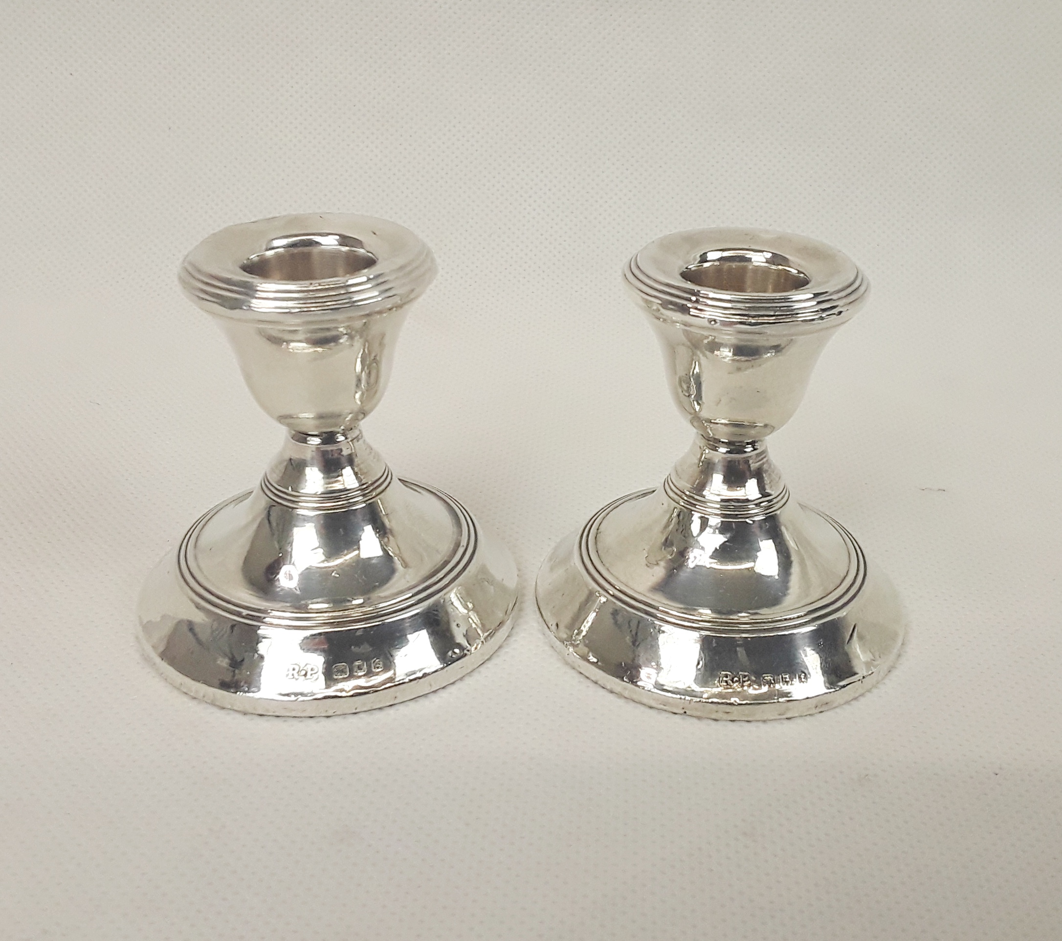 Pair Of Squat Sterling Silver Candlesticks – London 1921 - Image 2