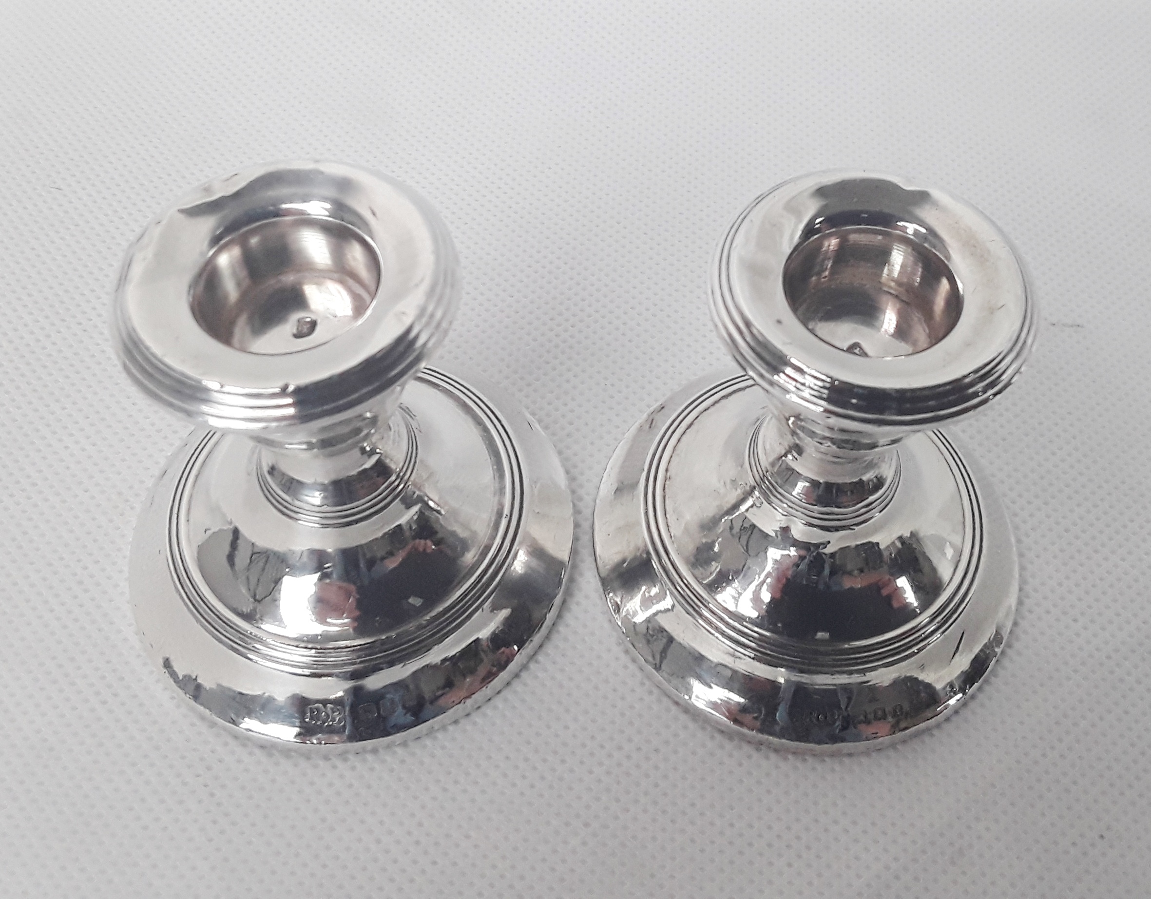 Pair Of Squat Sterling Silver Candlesticks – London 1921 - Image 10