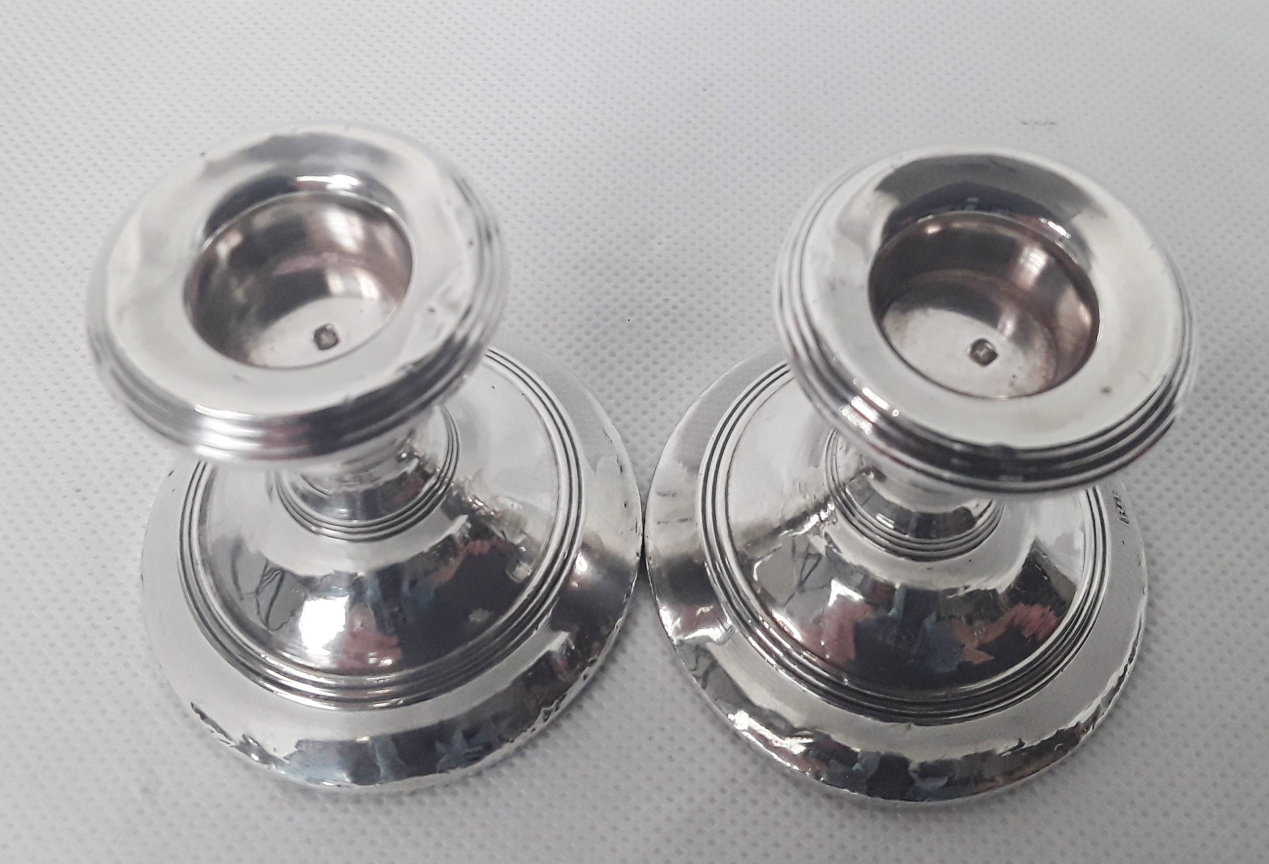 Pair Of Squat Sterling Silver Candlesticks – London 1921 - Image 9