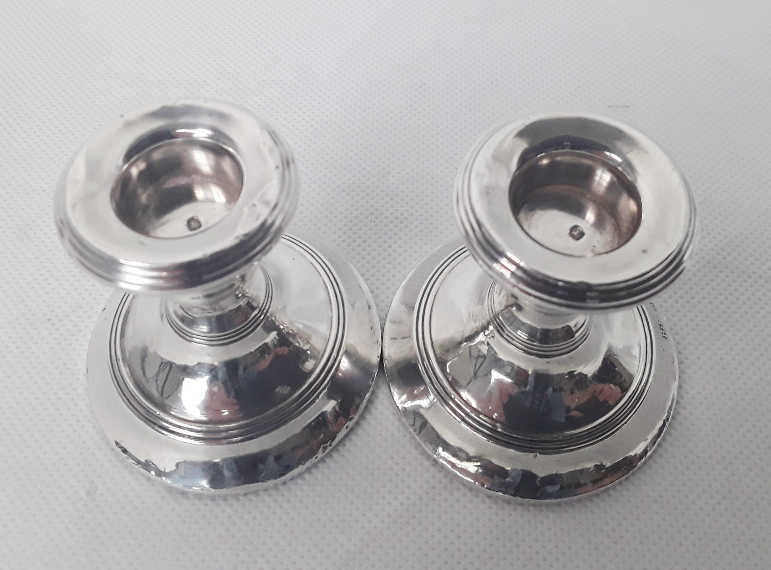 Pair Of Squat Sterling Silver Candlesticks – London 1921 - Image 8