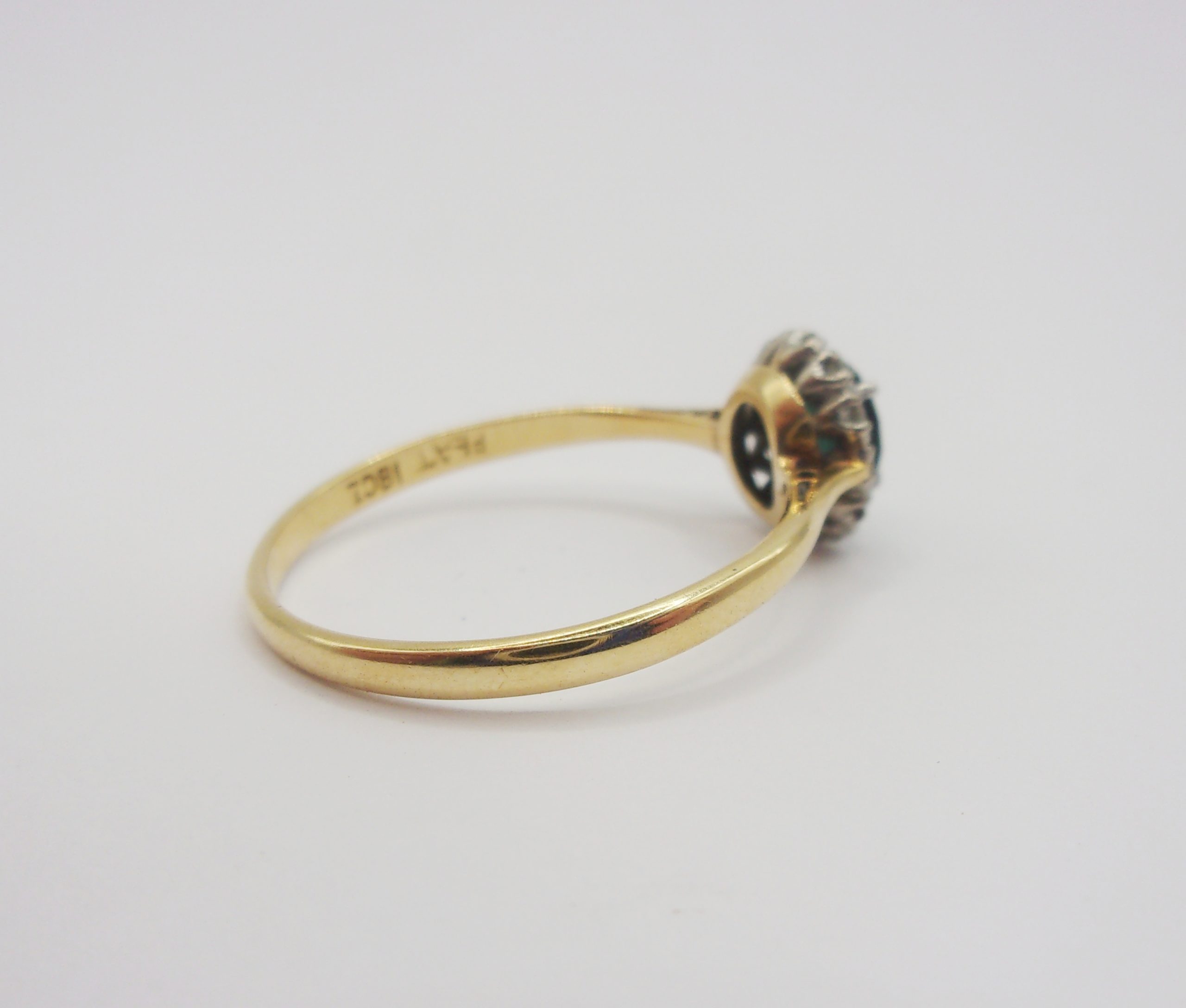 18ct Yellow Gold Sapphire & Diamond Flower Head Ring UK Size T+ US 10 - Image 3