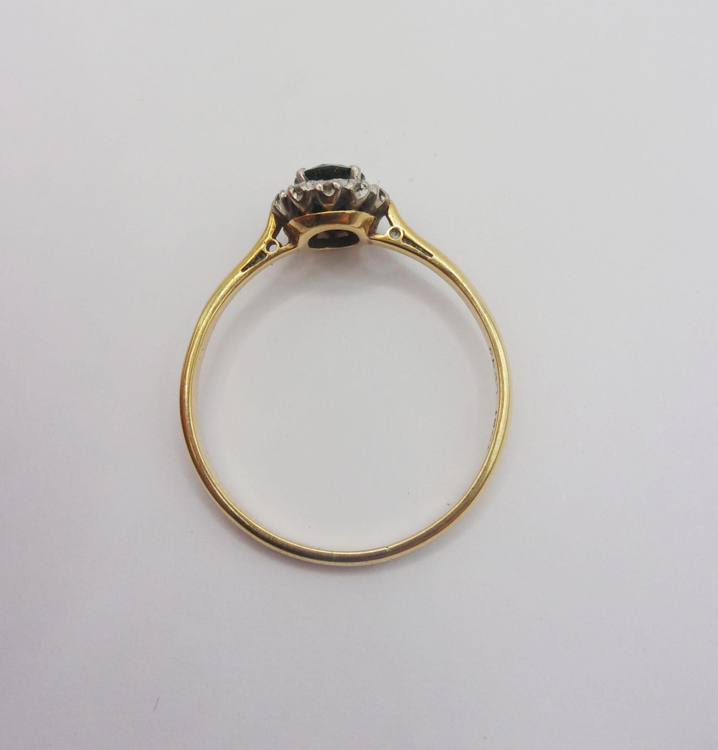 18ct Yellow Gold Sapphire & Diamond Flower Head Ring UK Size T+ US 10 - Image 5