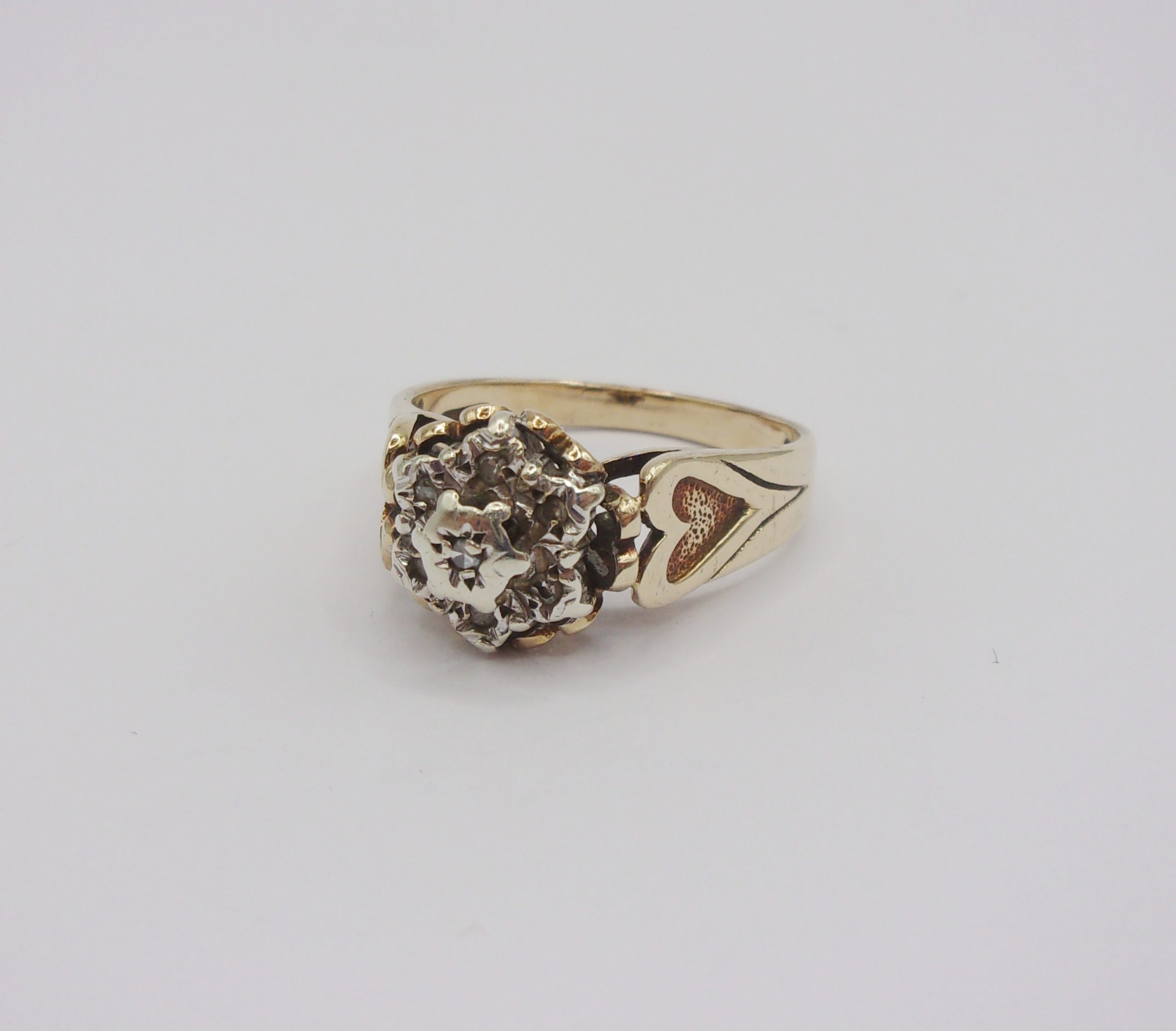 9ct Yellow Gold Sapphire & Diamond Flower-Head Ring UK Size Q US 8