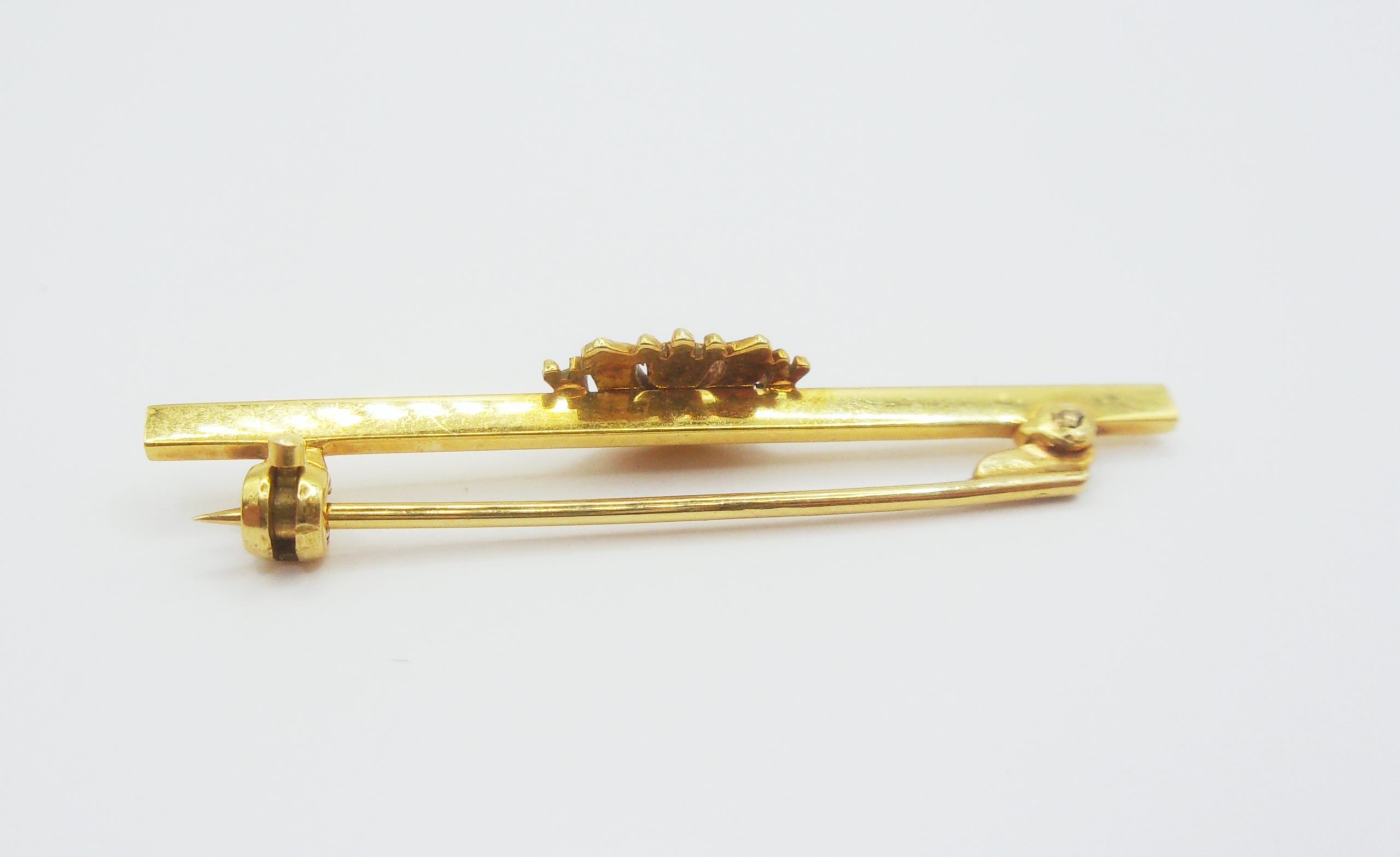 9ct Yellow Gold & Pearl Royal Navy Crown Bar Brooch - Image 5