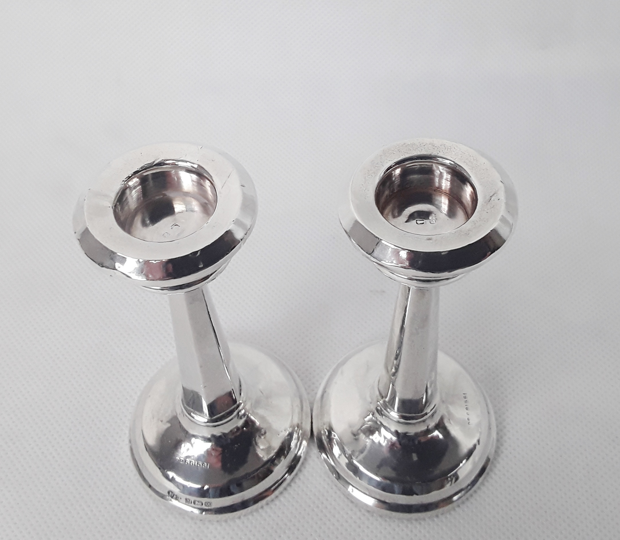 Pair Of Small Sterling Silver Candlesticks – Birmingham 1922 - Image 9