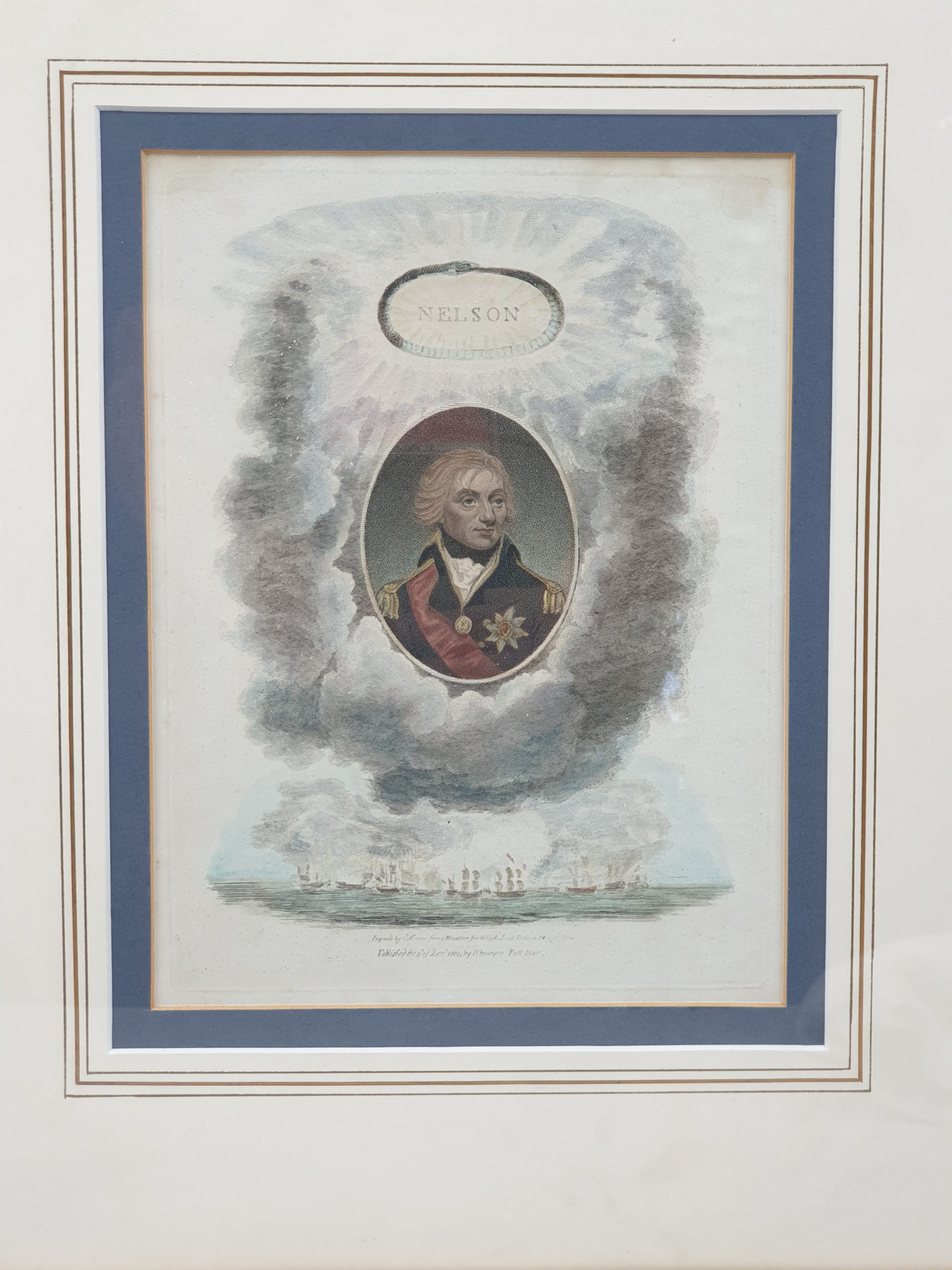 1805 Admiral Lord Nelson Hand Coloured Engraved - Image 2