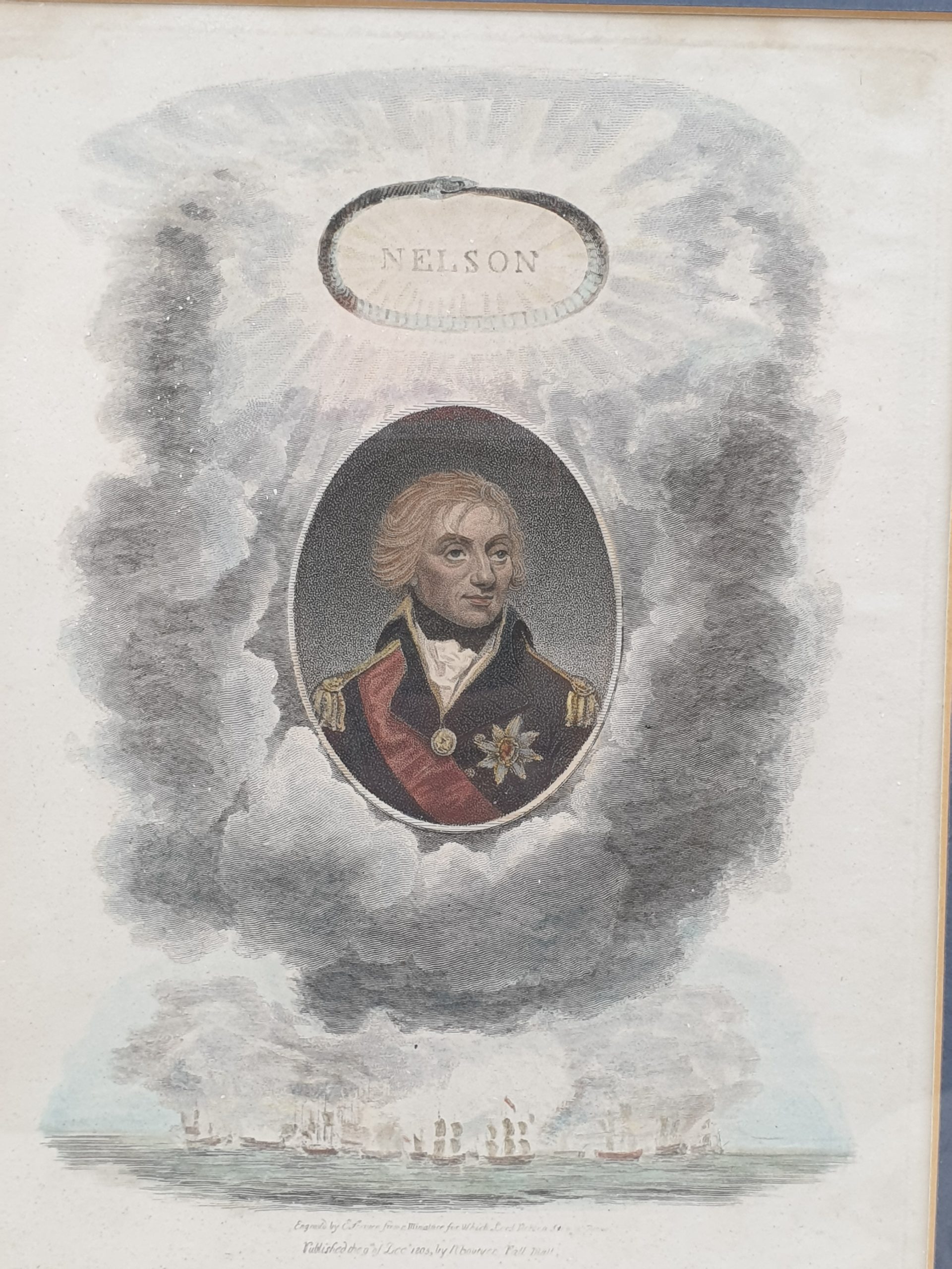 1805 Admiral Lord Nelson Hand Coloured Engraved - Image 3