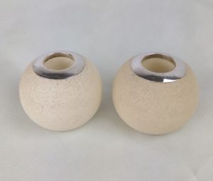 Pair Of London 1909 Silver Rimmed Ceramic Match Strikers
