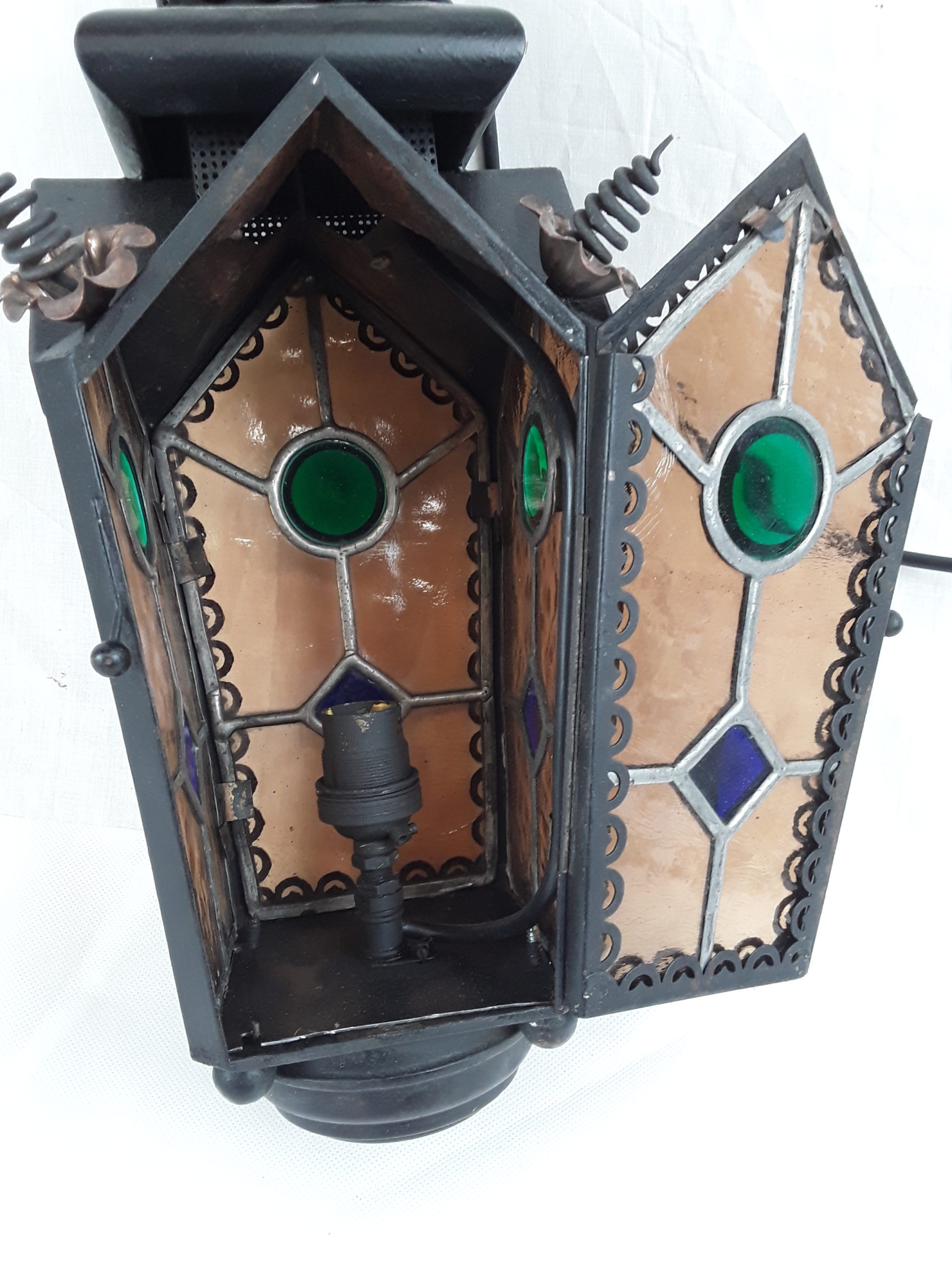 Vintage Stained Glass Porch Lantern - Image 4