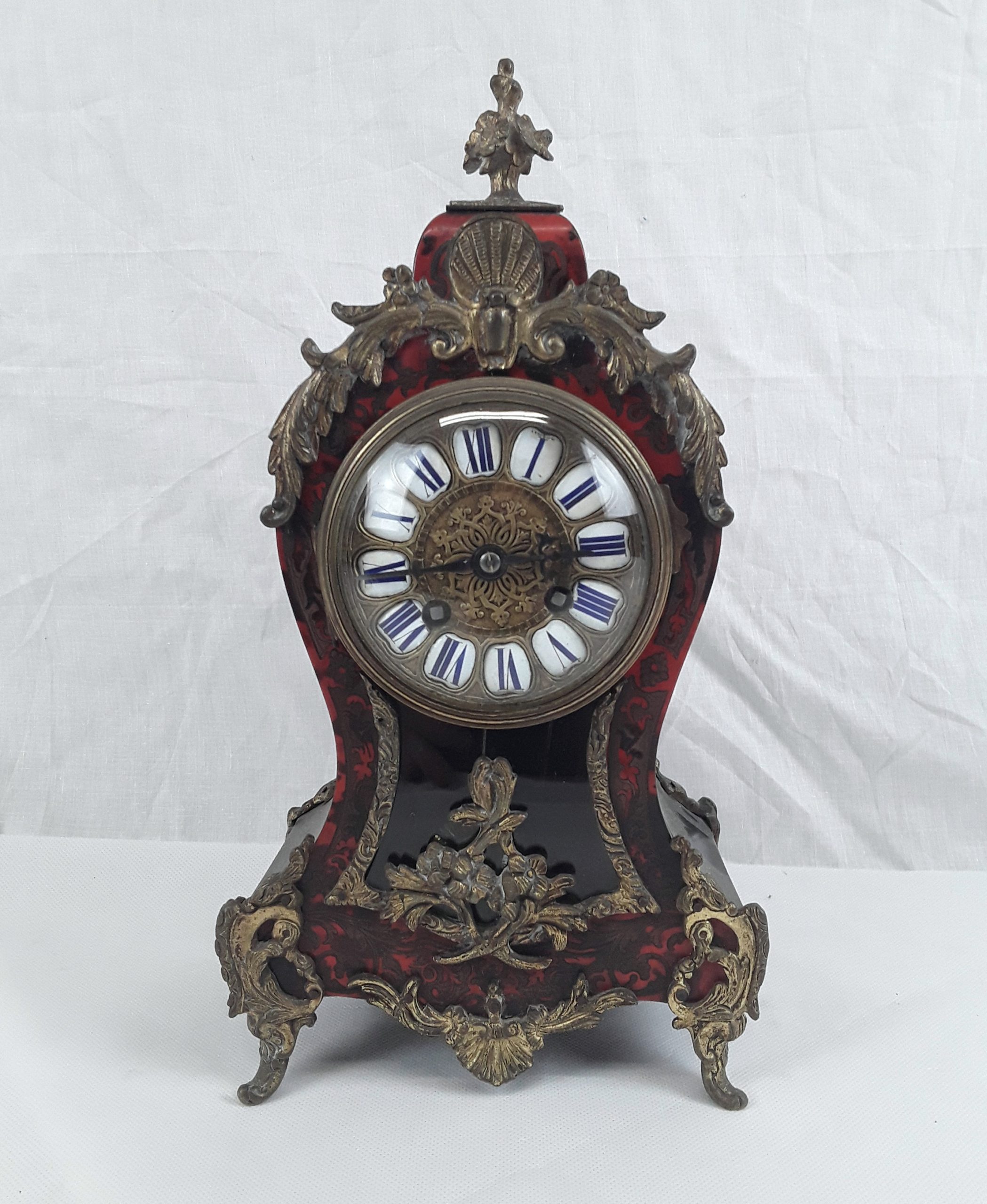 19th Century Striking French Boulle Work Mantel Clock 8 Day Movement By Samuel Marti