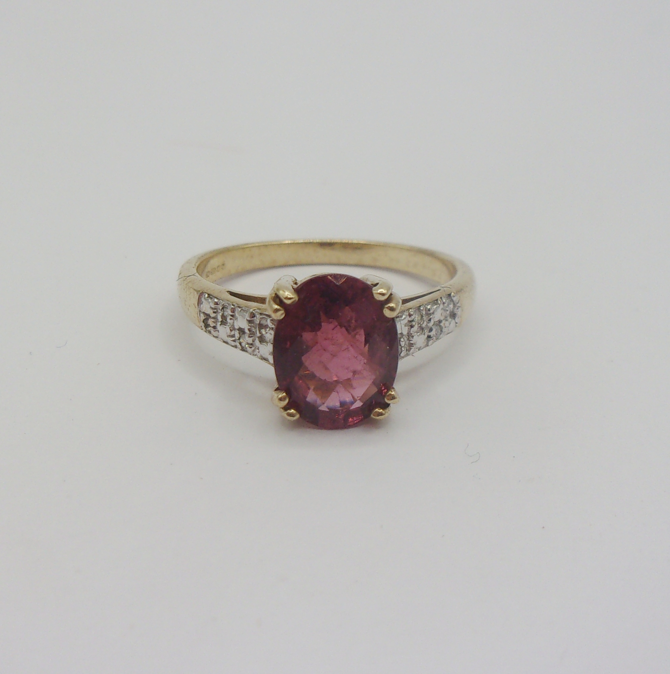 9ct Yellow Gold Ruby & Diamond Ring UK Size N+ US 6 ¾ - Image 2