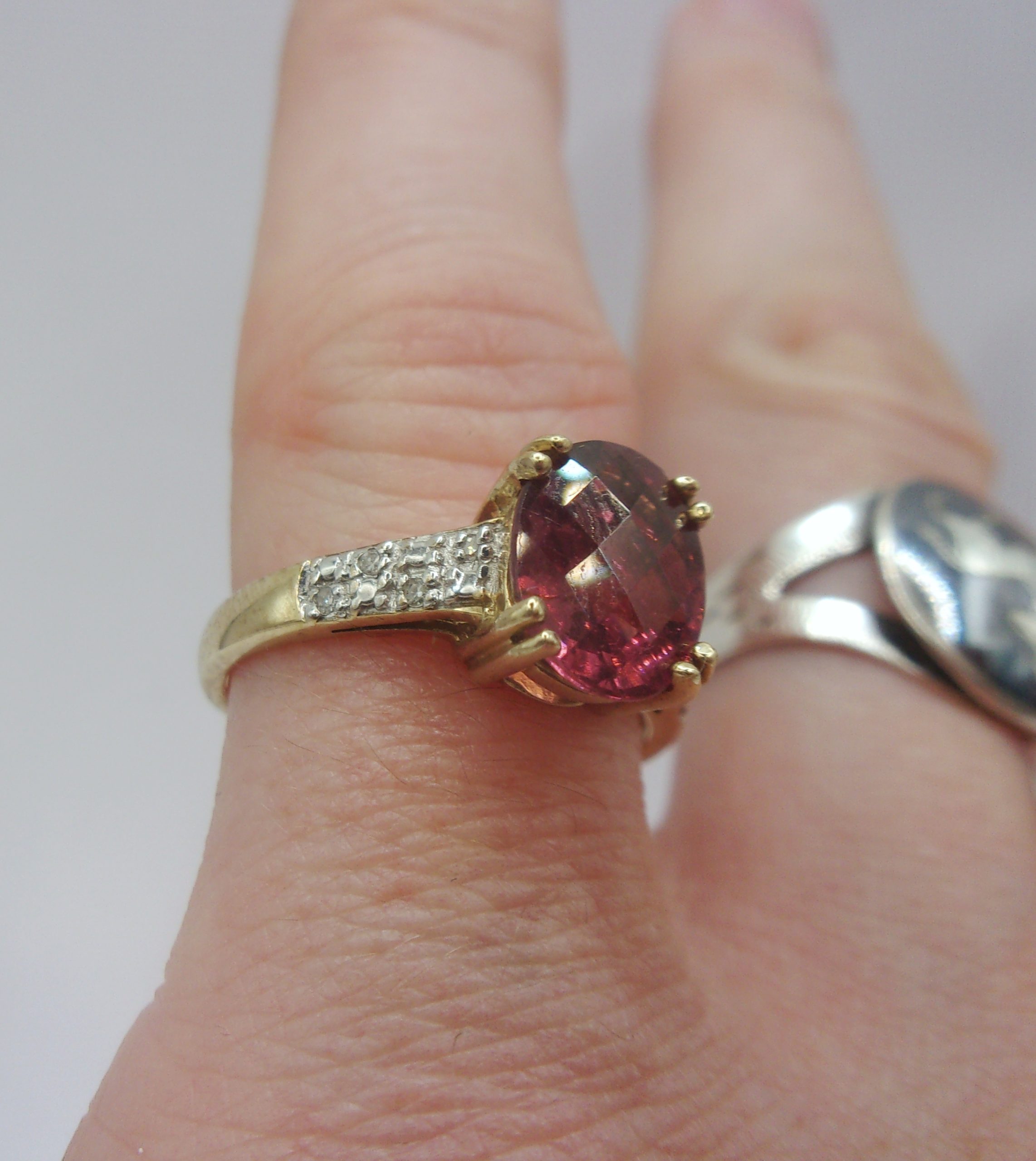 9ct Yellow Gold Ruby & Diamond Ring UK Size N+ US 6 ¾ - Image 10