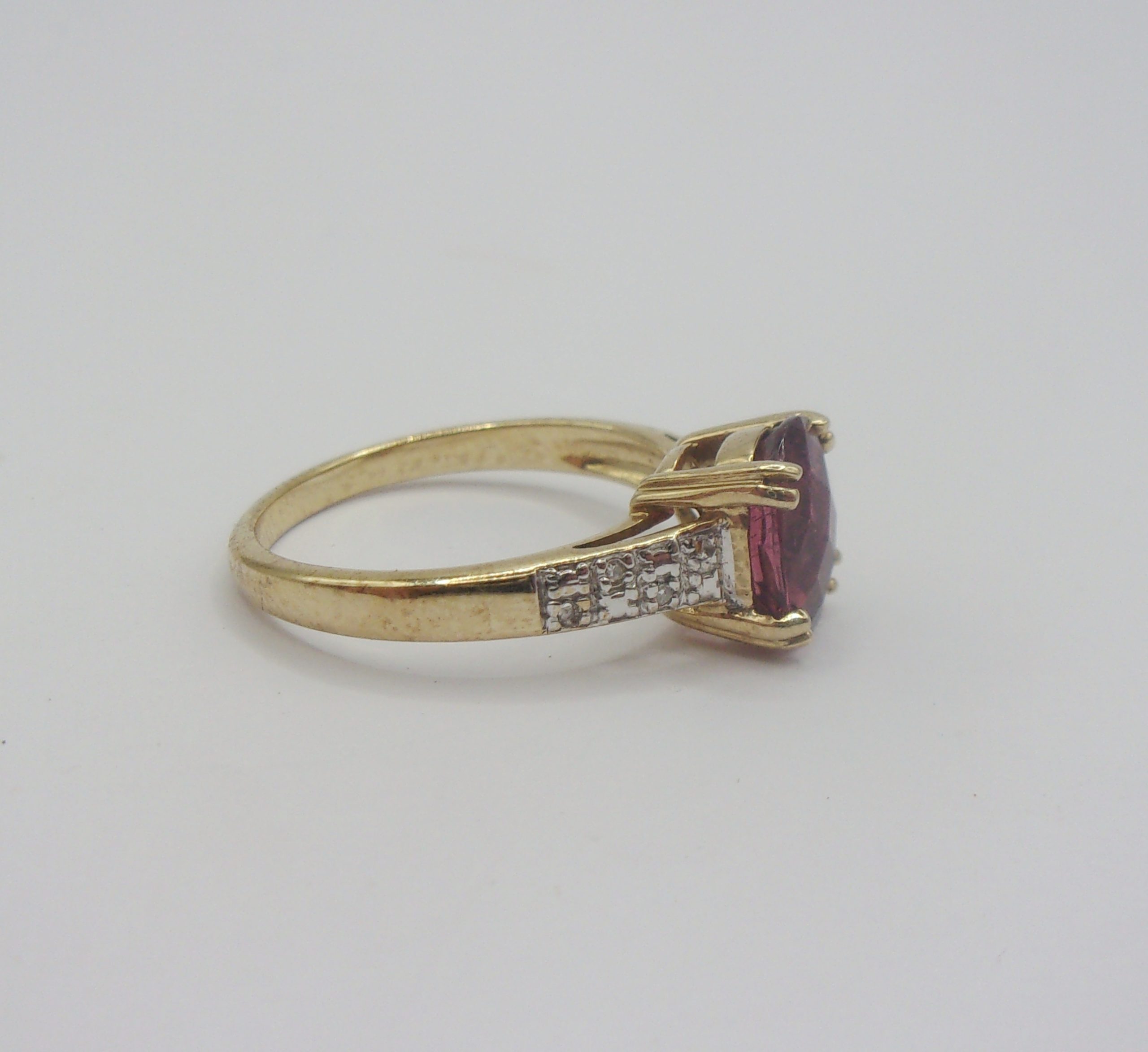 9ct Yellow Gold Ruby & Diamond Ring UK Size N+ US 6 ¾ - Image 4
