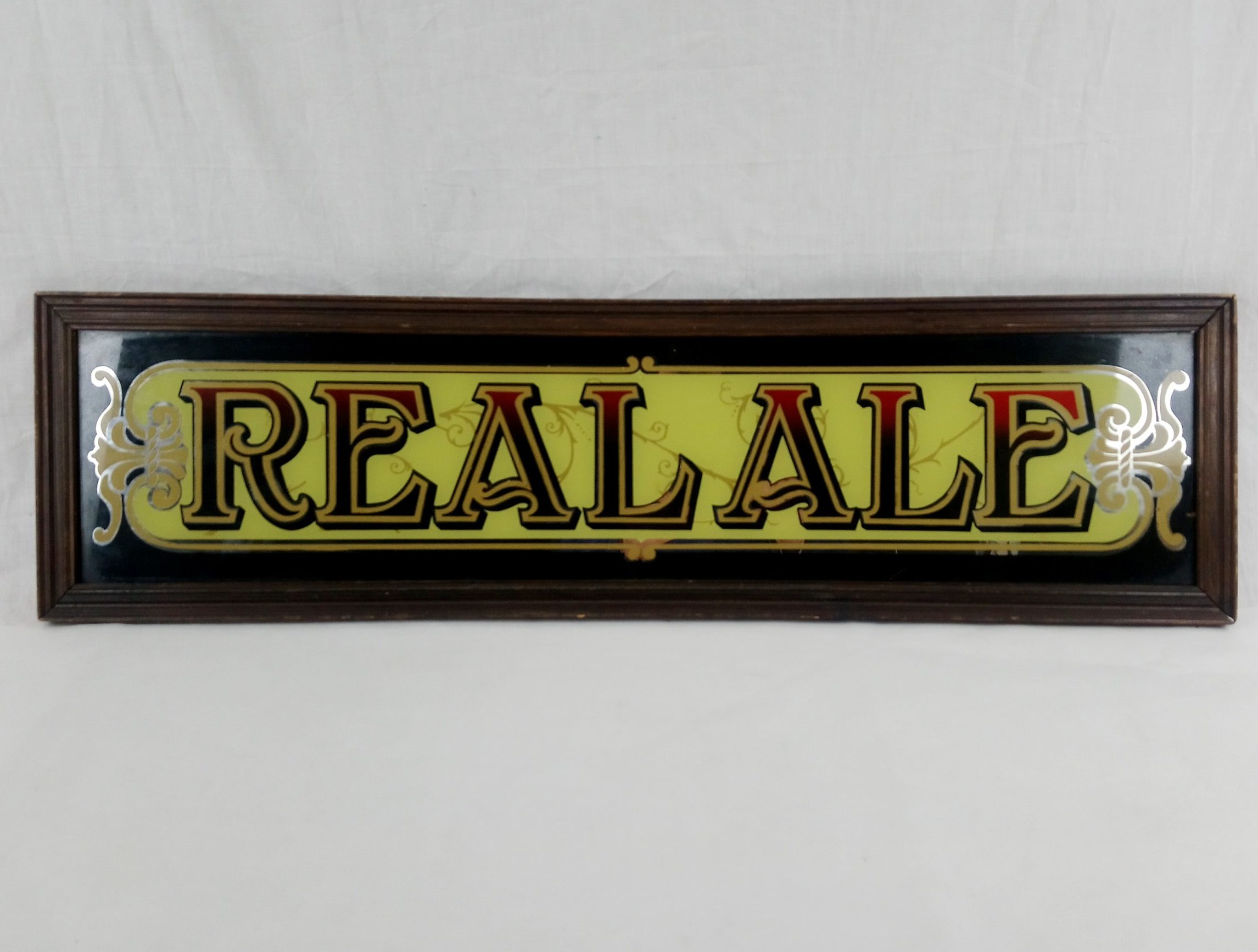 Vintage Mirrored ‘Real Ale’ Pub Bar Sign
