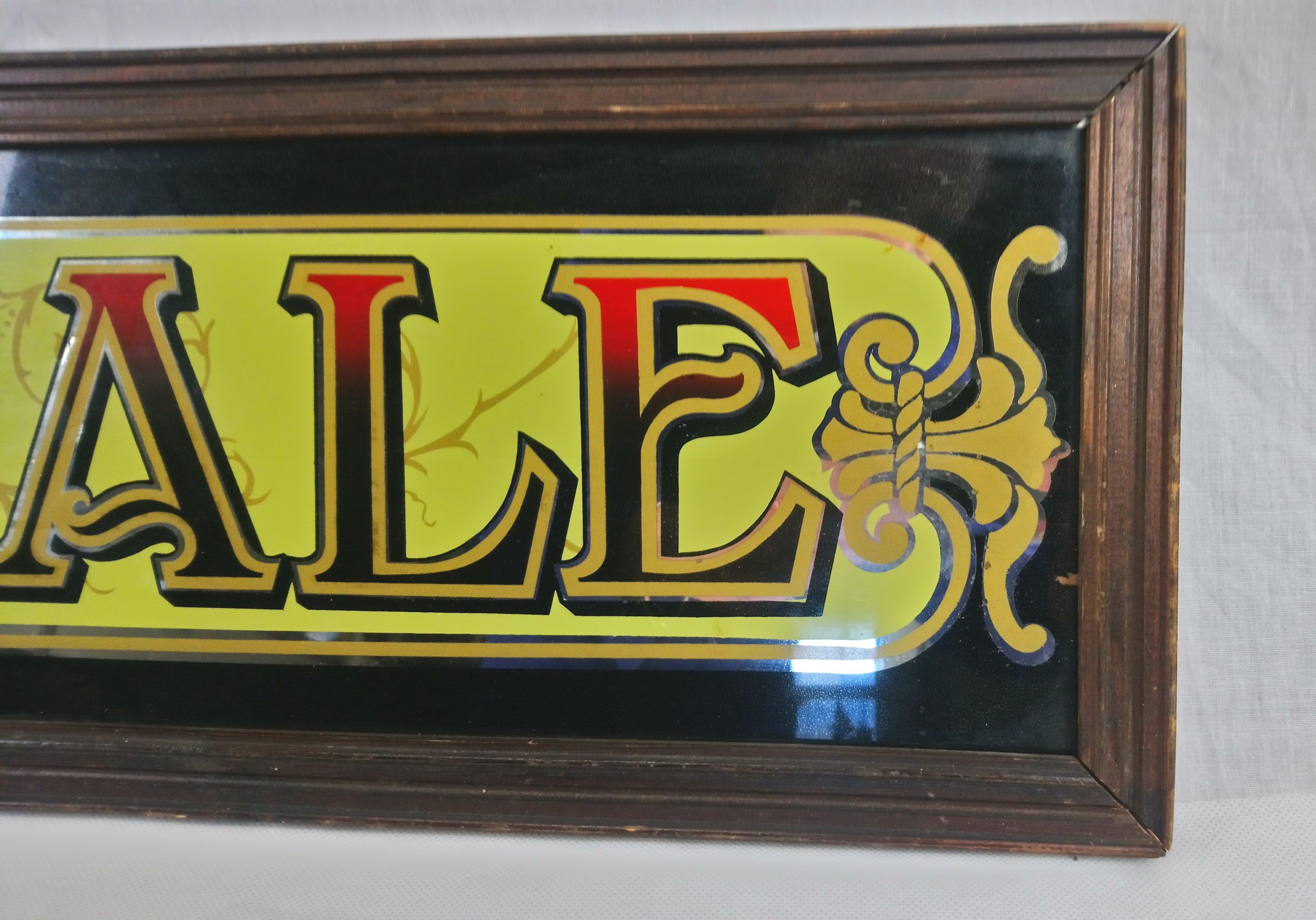 Vintage Mirrored ‘Real Ale’ Pub Bar Sign - Image 3