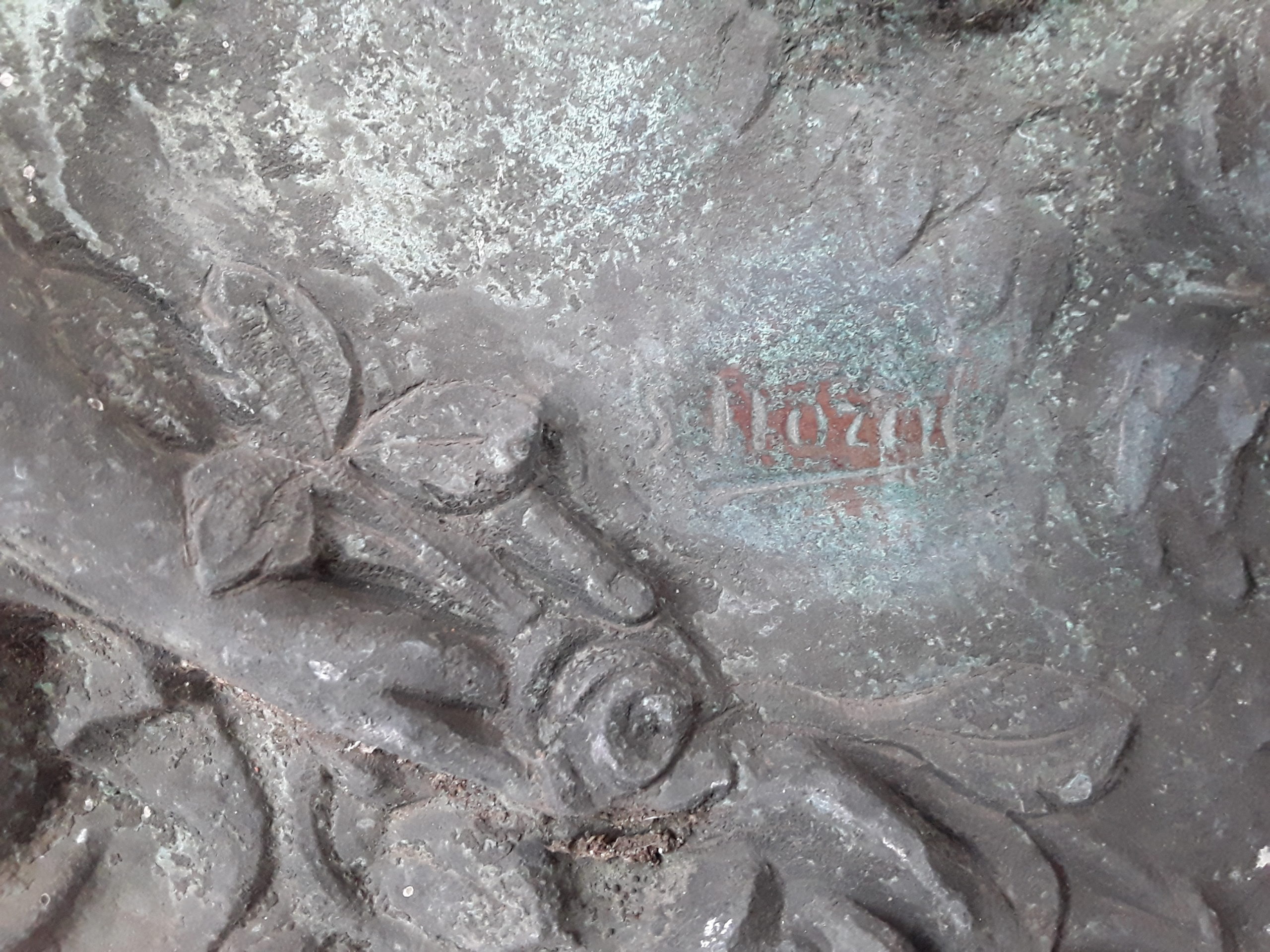 c1900 Art Nouveau Bronze Wall Plaque Of Girl With Flowers Signed S. Hozer - Image 2