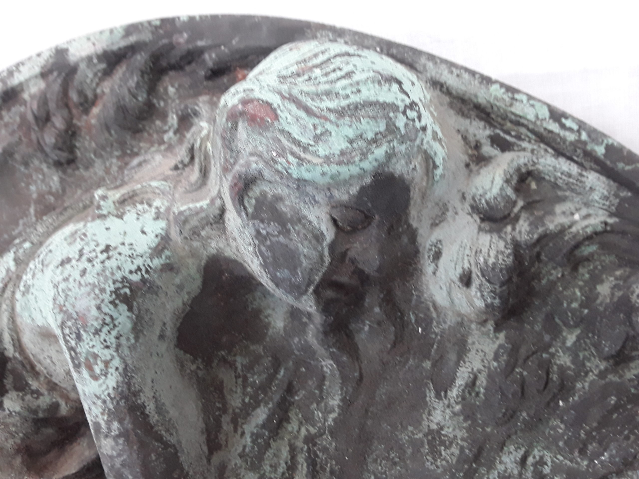 c1900 Art Nouveau Bronze Wall Plaque Of Girl With Flowers Signed S. Hozer - Image 3