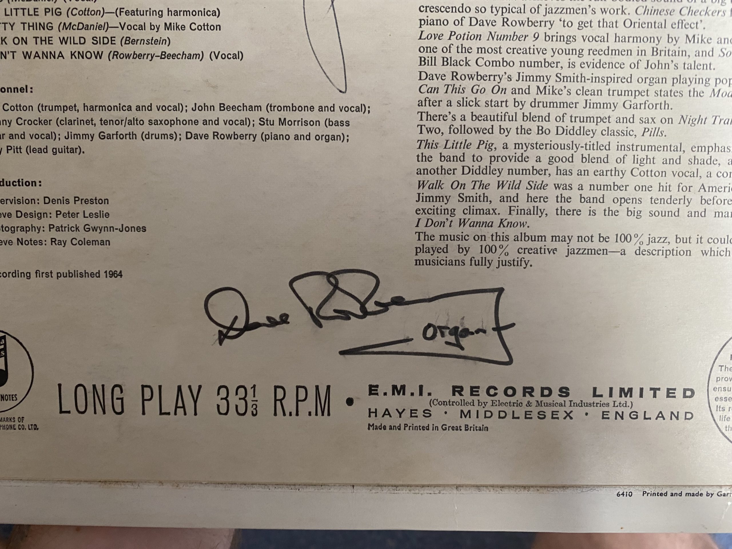 The Mike Cotton Sound SIGNED Mono 1964 Vinyl LP RARE - Image 10