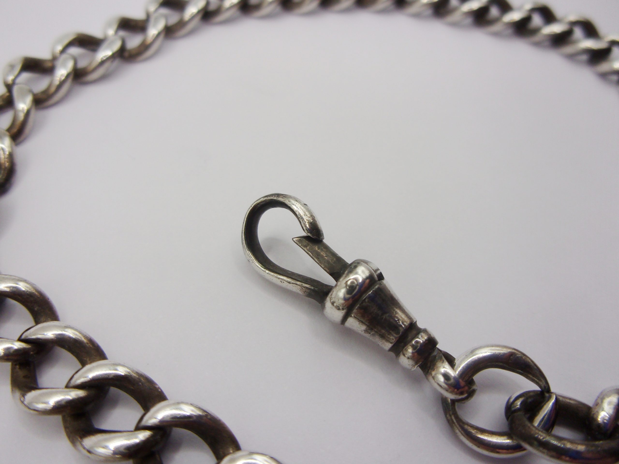 Sterling Silver Double Albert Watch Chain With Coin Fob - Image 3