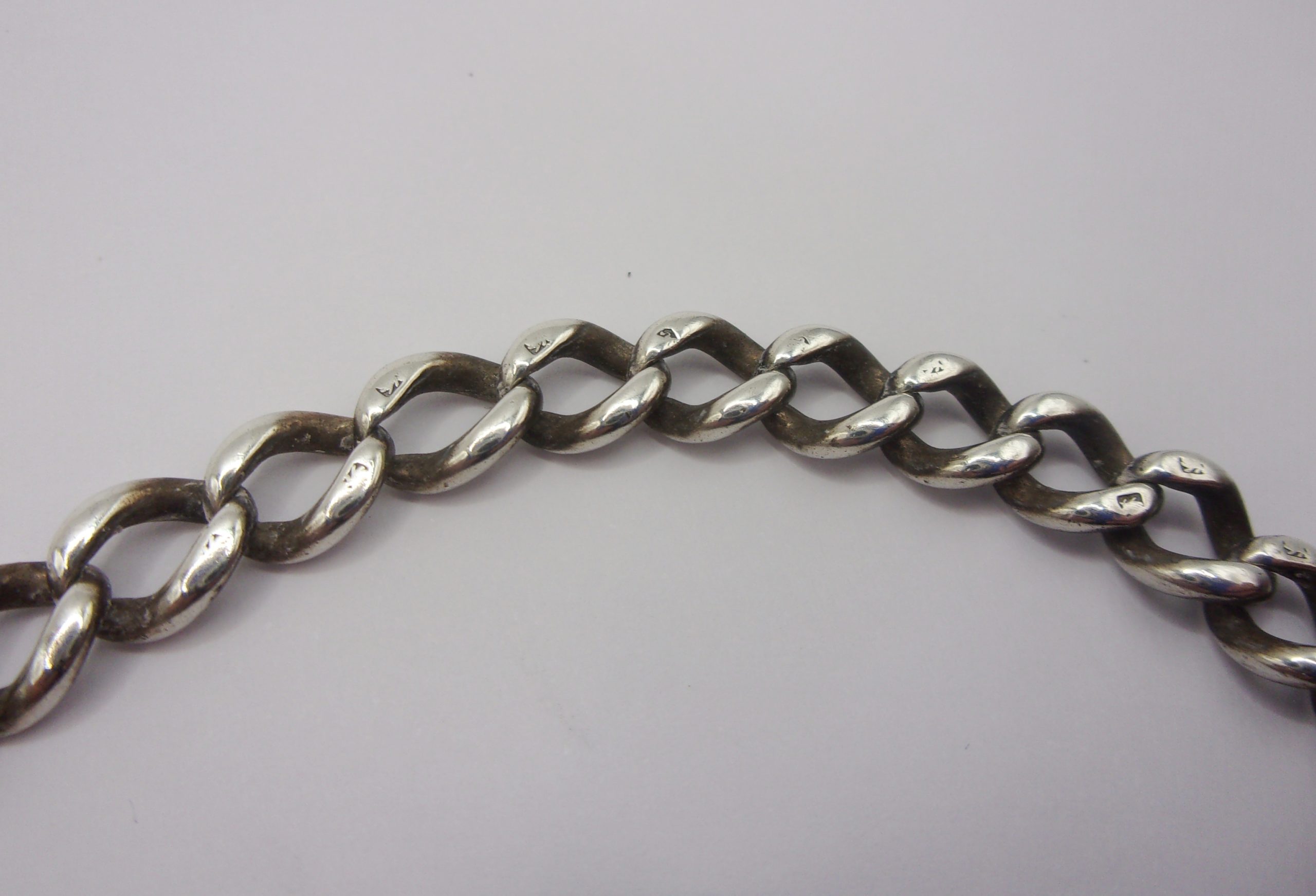Sterling Silver Double Albert Watch Chain With Coin Fob - Image 5