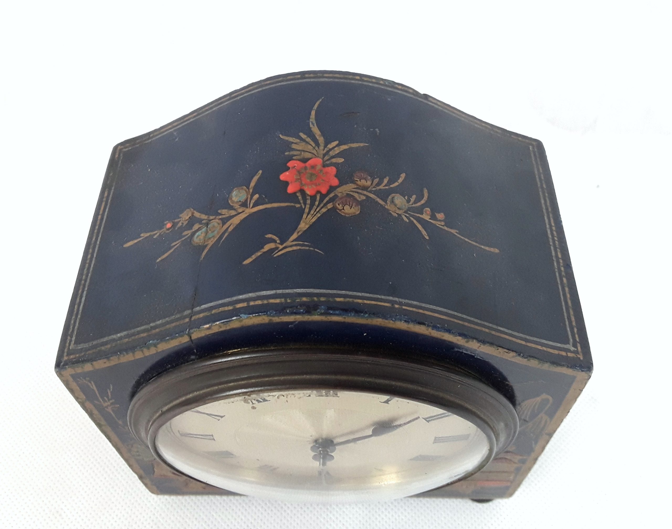 Late Victorian Japanned Small Bracket Clock In Good Working Order - Image 5