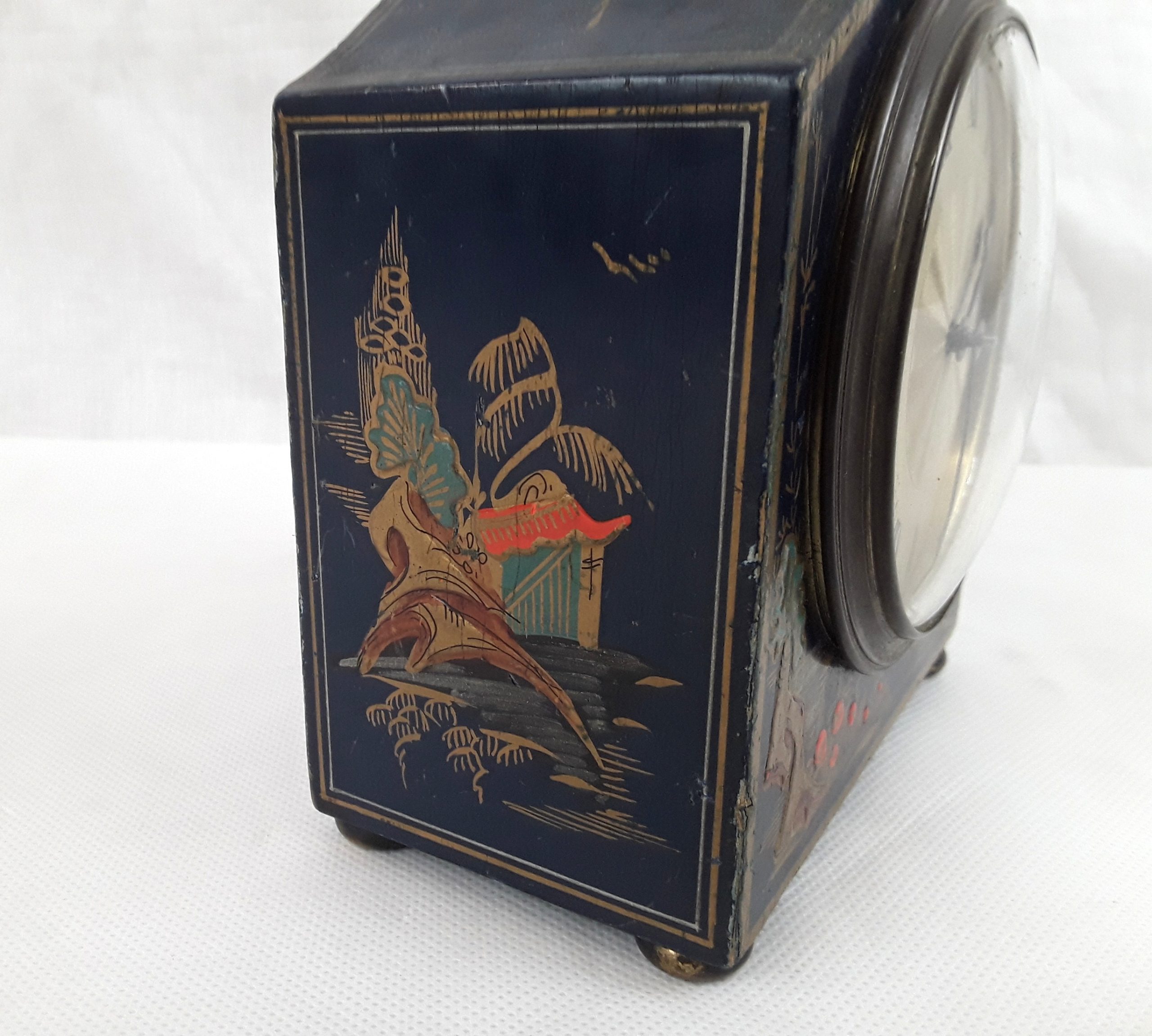 Late Victorian Japanned Small Bracket Clock In Good Working Order - Image 11