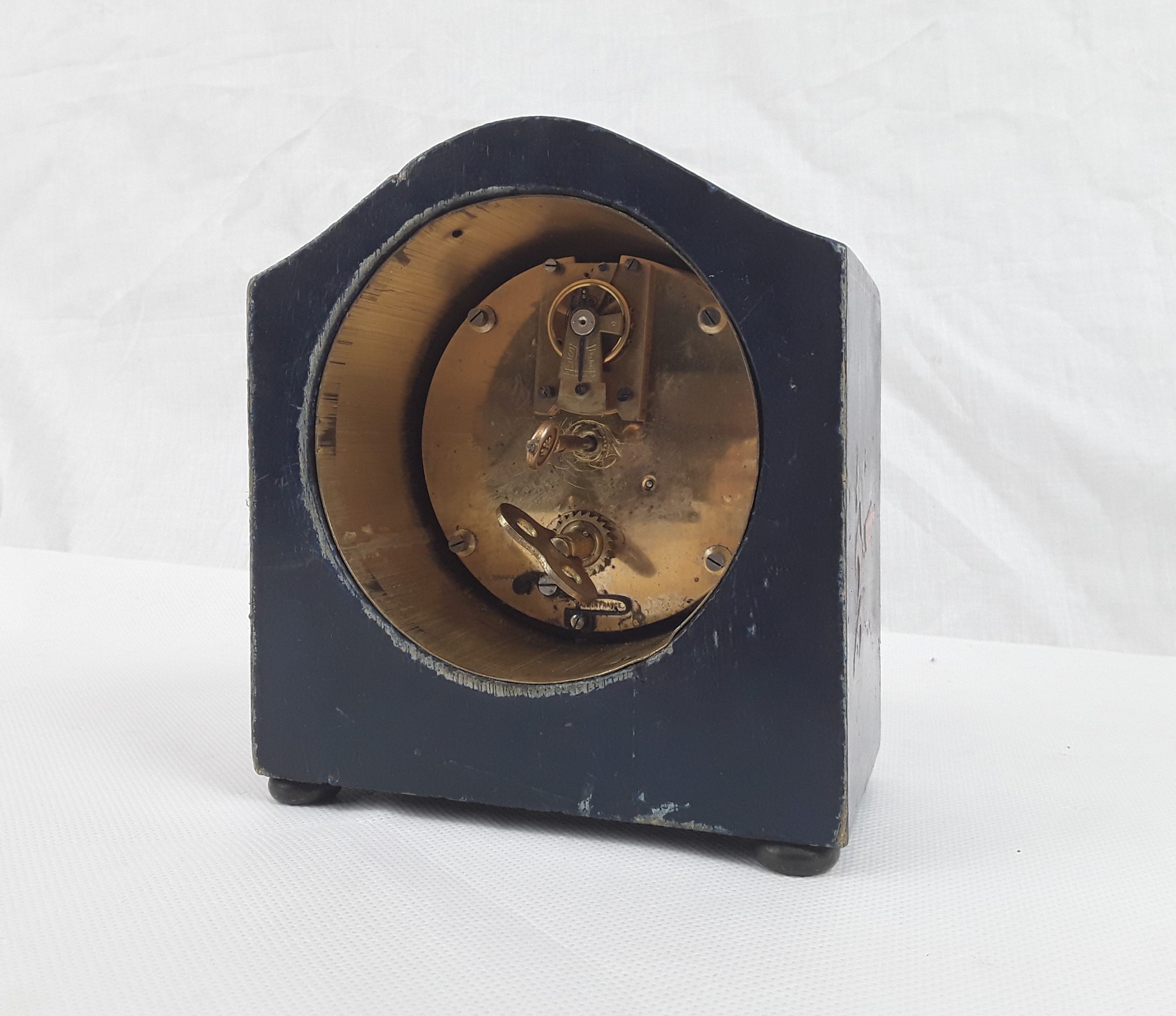 Late Victorian Japanned Small Bracket Clock In Good Working Order - Image 8