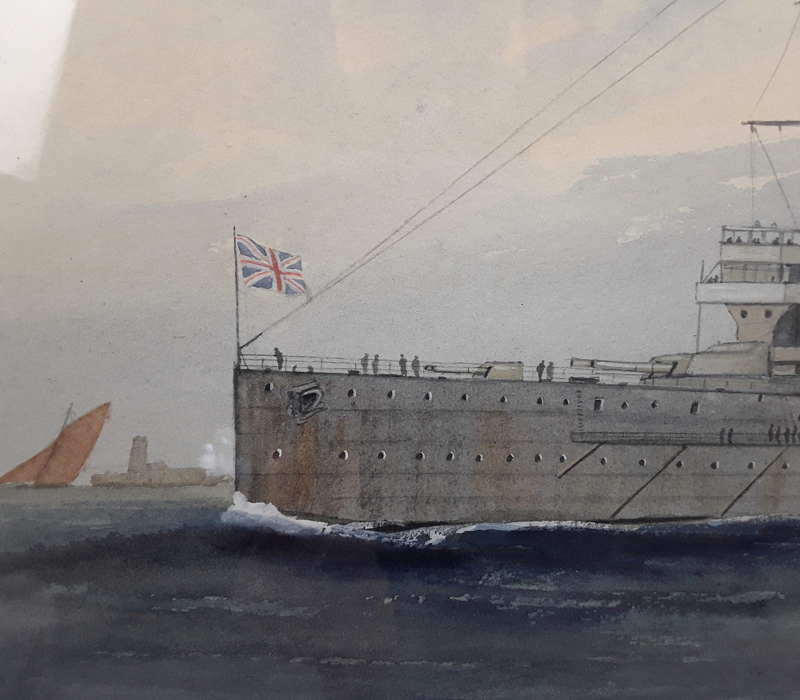 1911 Dated Watercolour Of HMS Dreadnought Battleship By MacKenzie Thompson - Image 2