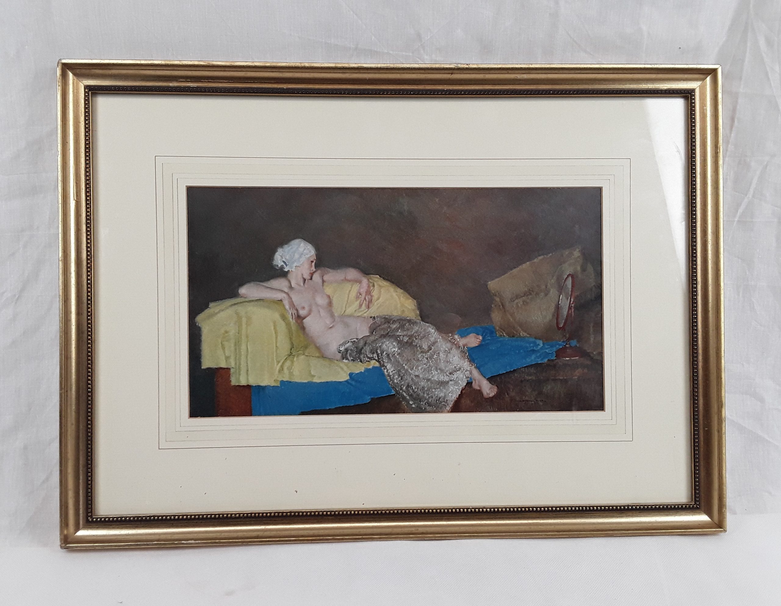Russell Flint Print Of A Semi-Nude Reclining Lady