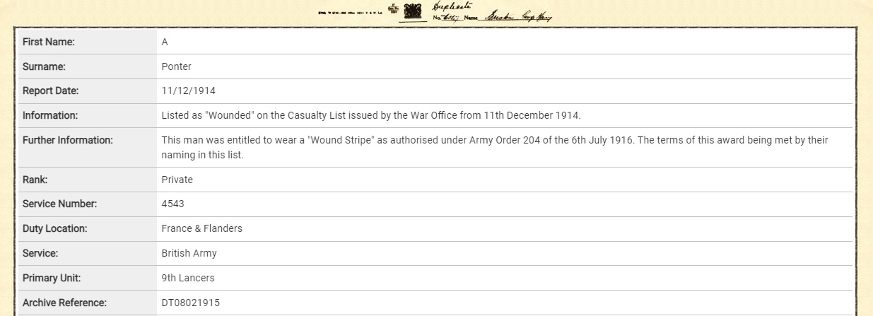 WW1 1914 Mons Star Medal Trio to 4543 Private Arthur J. Ponter of the 9th Lancers with Clasp - Image 2