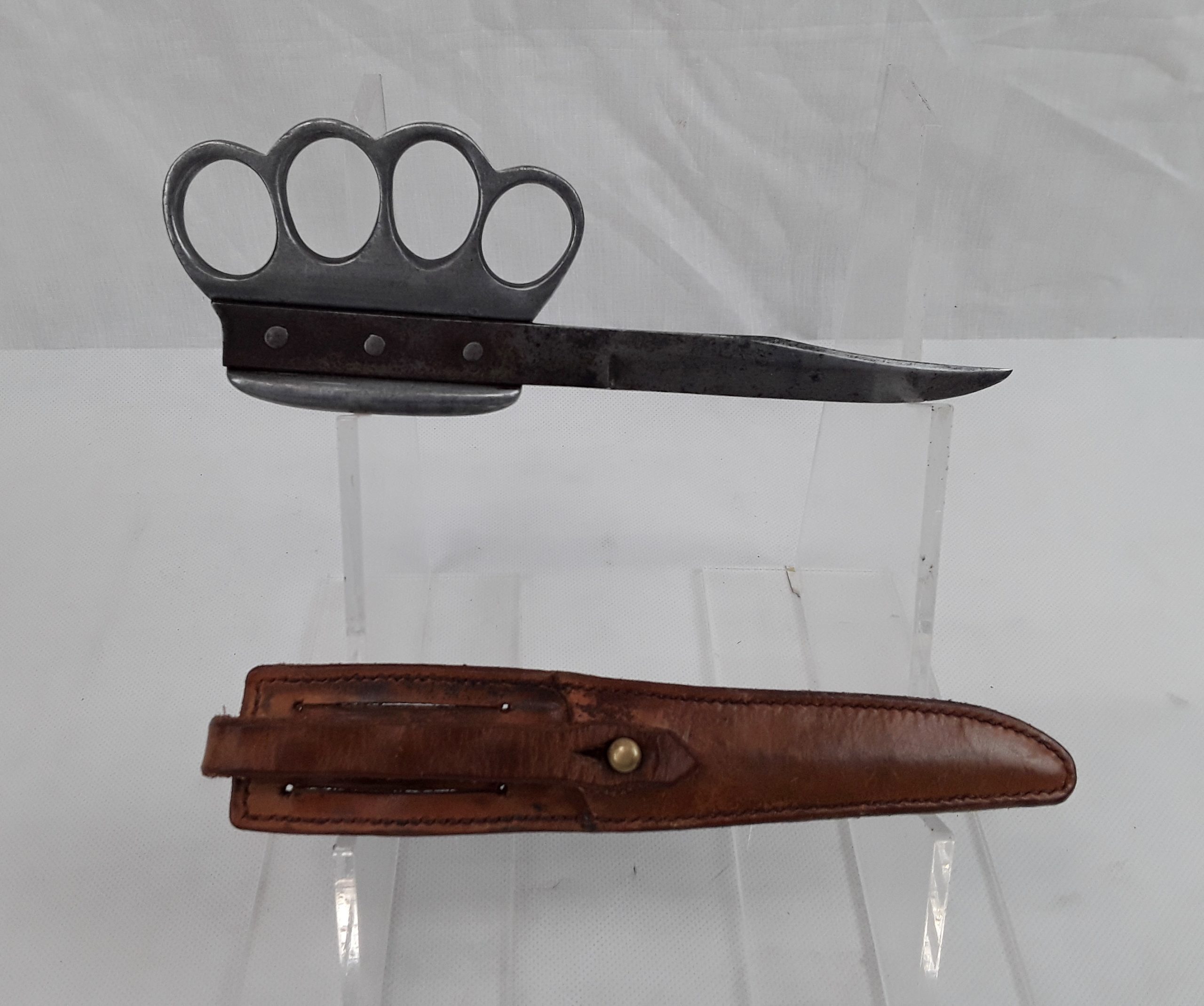 WW1 Trench Knuckle Duster Knife By Clements With Its Original Scabbard