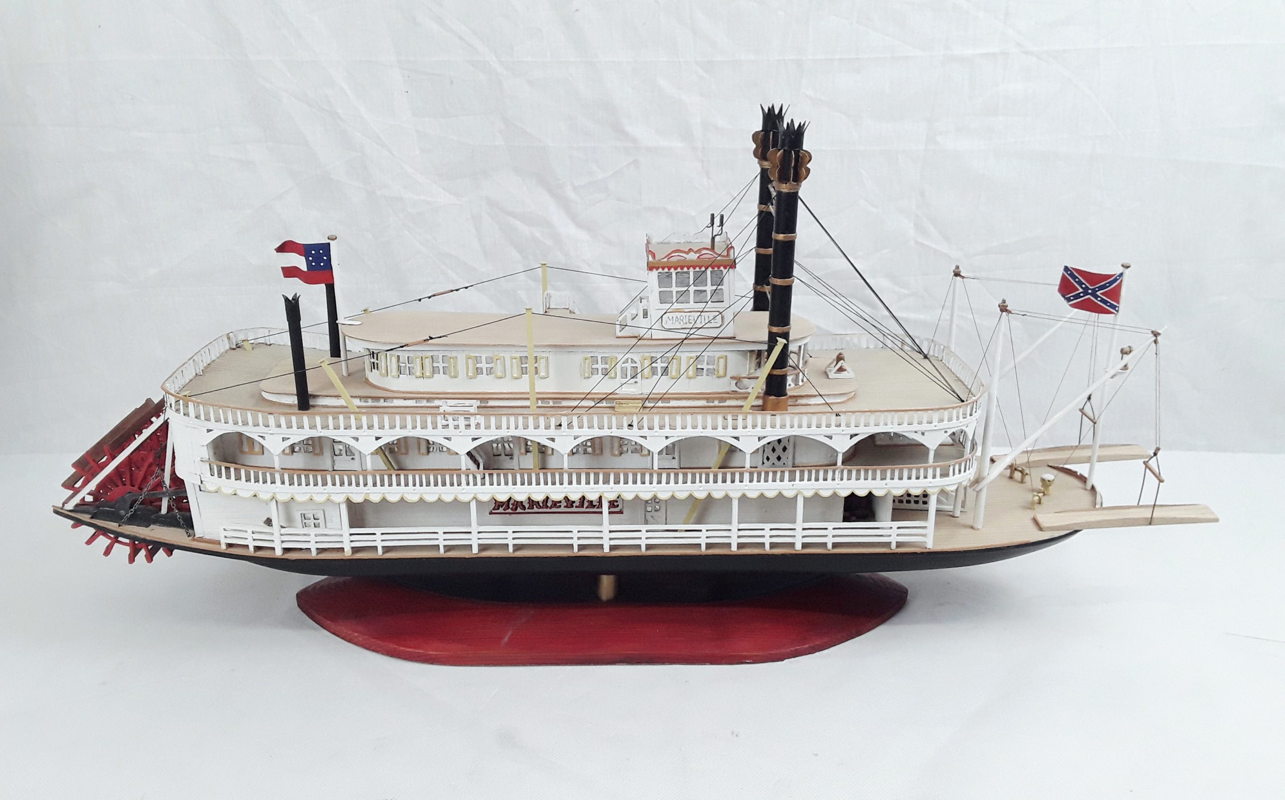 Scratch Built Static Model Of A Missiissippi Paddle Steamer ‘Marieville’