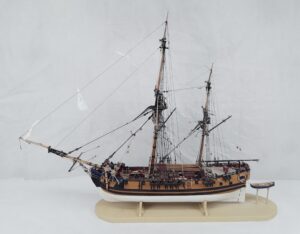 Scratch Built One Off Model Of A Circa 1800 Bomb Ketch With A Trailing Boat