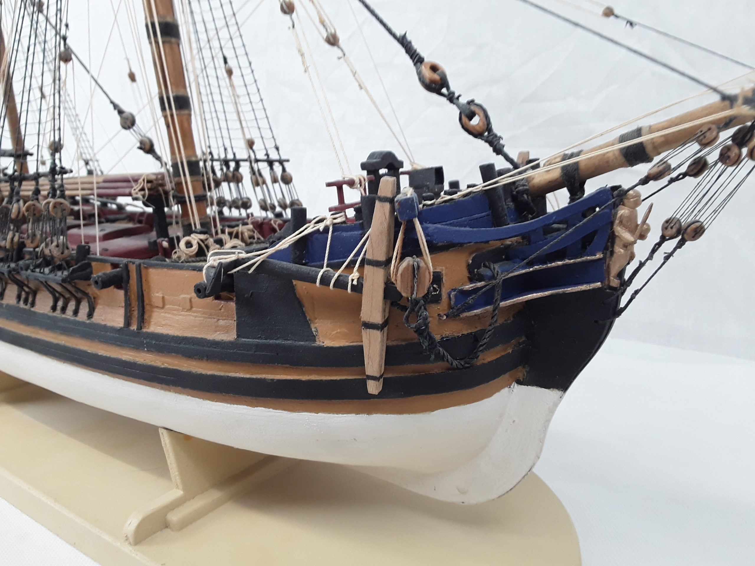 Scratch Built One Off Model Of A Circa 1800 Bomb Ketch With A Trailing Boat - Image 10