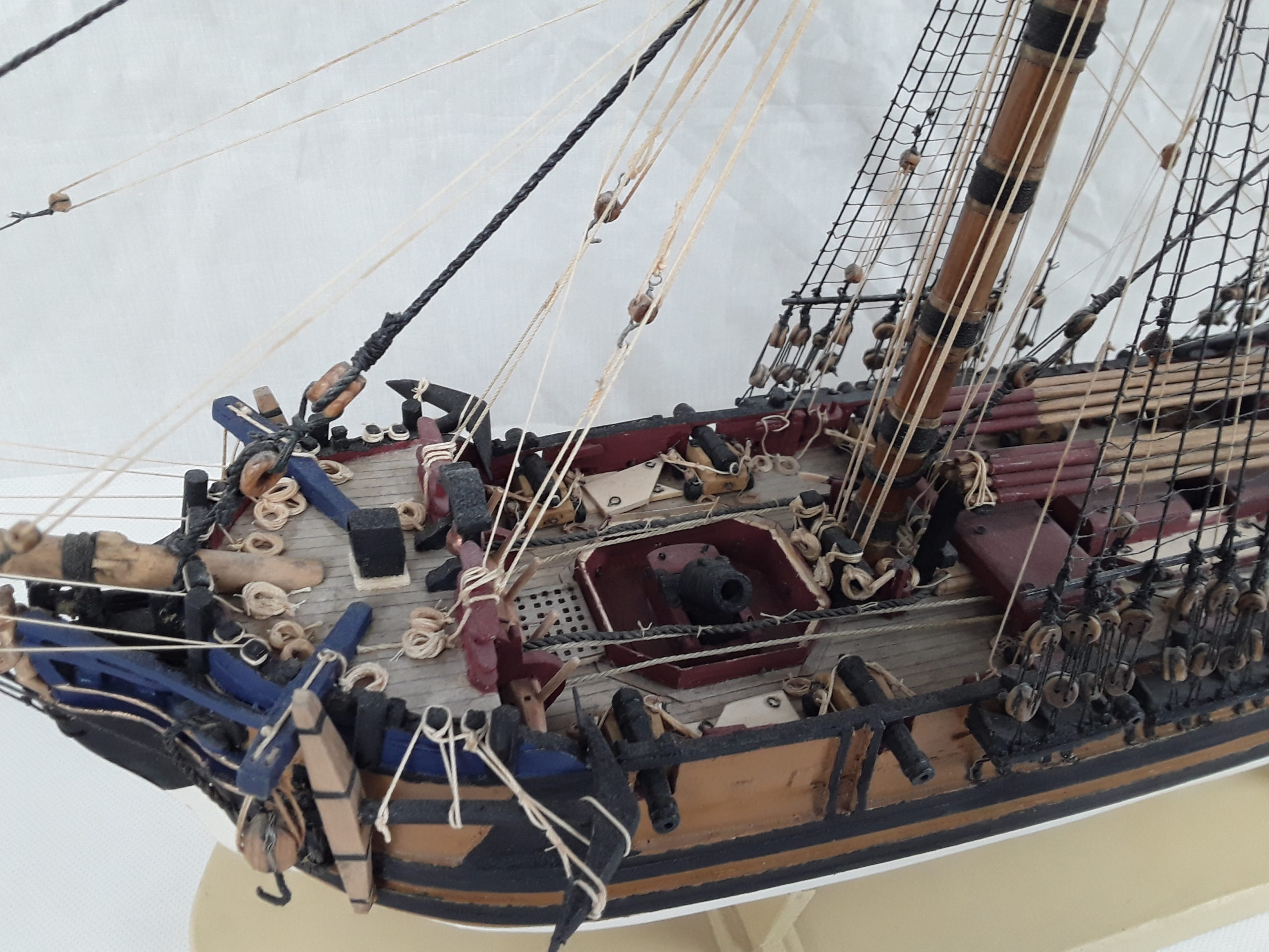 Scratch Built One Off Model Of A Circa 1800 Bomb Ketch With A Trailing Boat - Image 3