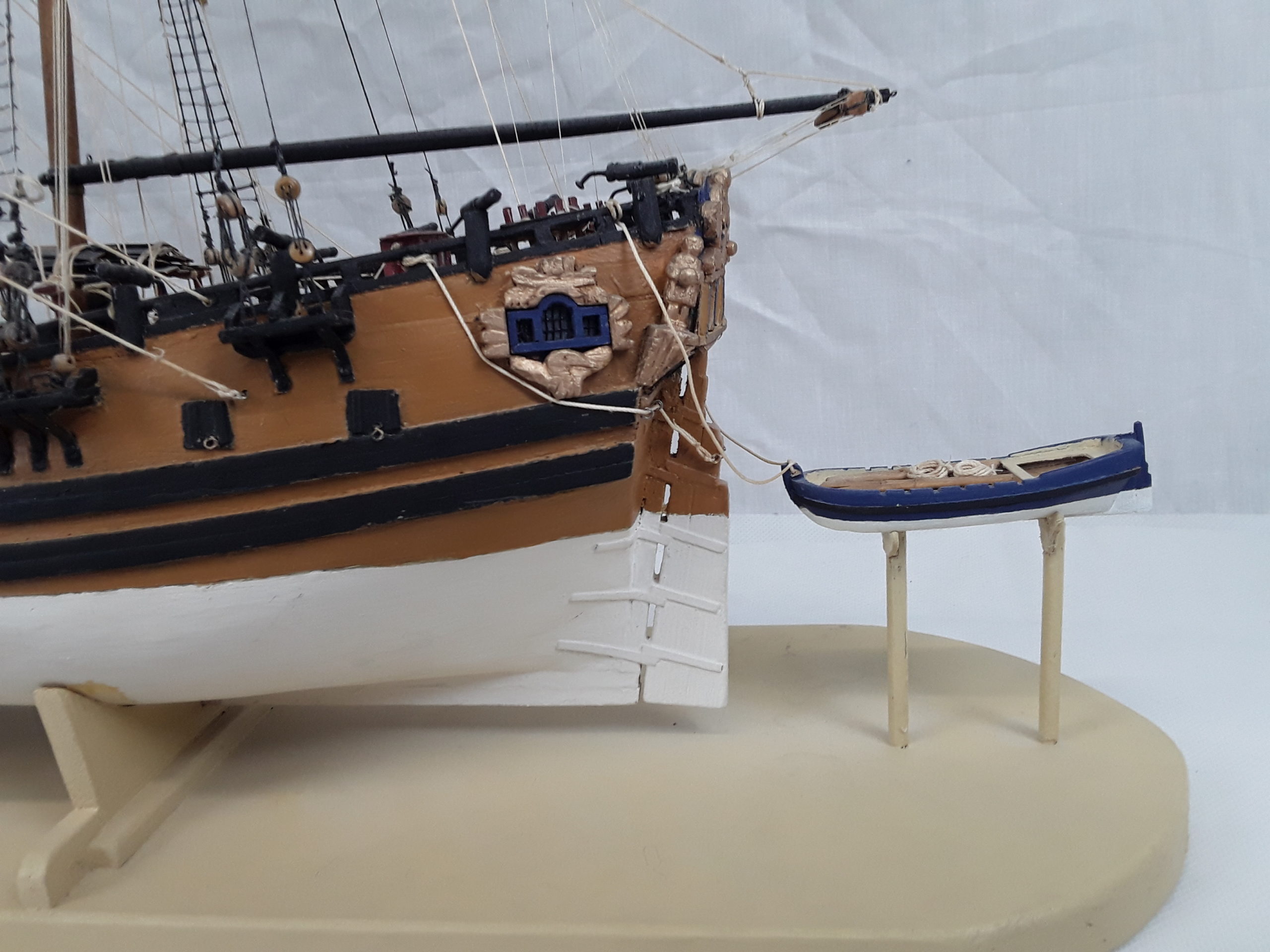 Scratch Built One Off Model Of A Circa 1800 Bomb Ketch With A Trailing Boat - Image 5