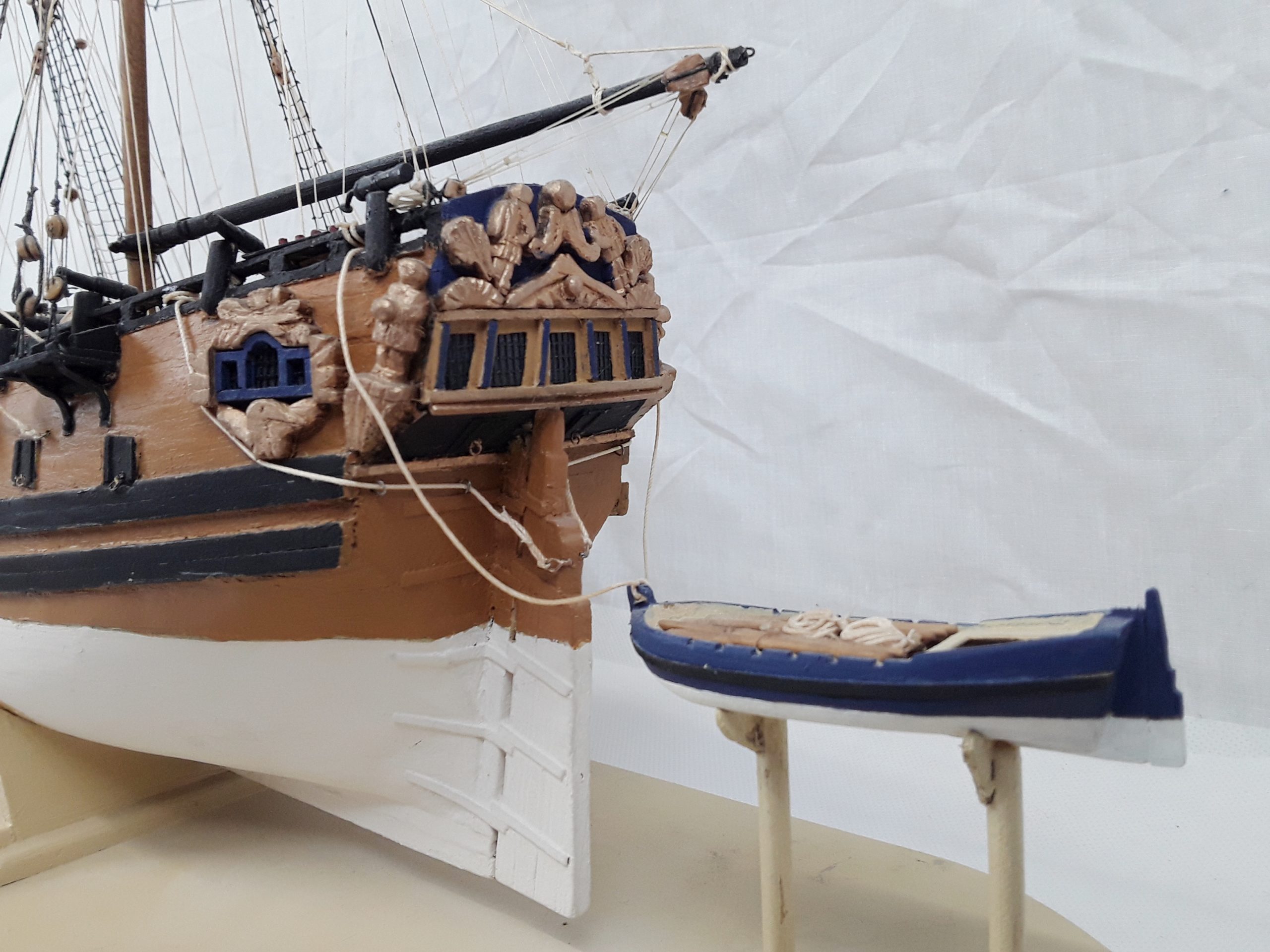 Scratch Built One Off Model Of A Circa 1800 Bomb Ketch With A Trailing Boat - Image 6