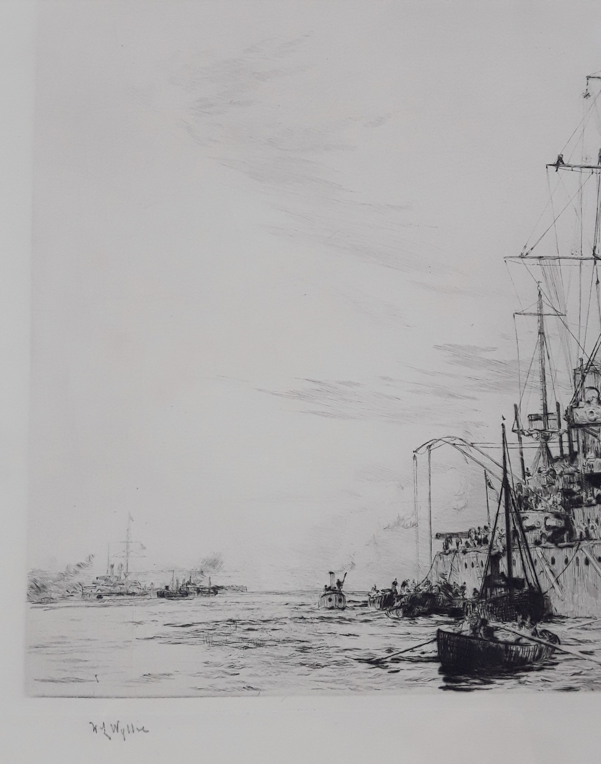 William L. Wyllie Signed Etching of a WW1 Dreadnought - Image 3