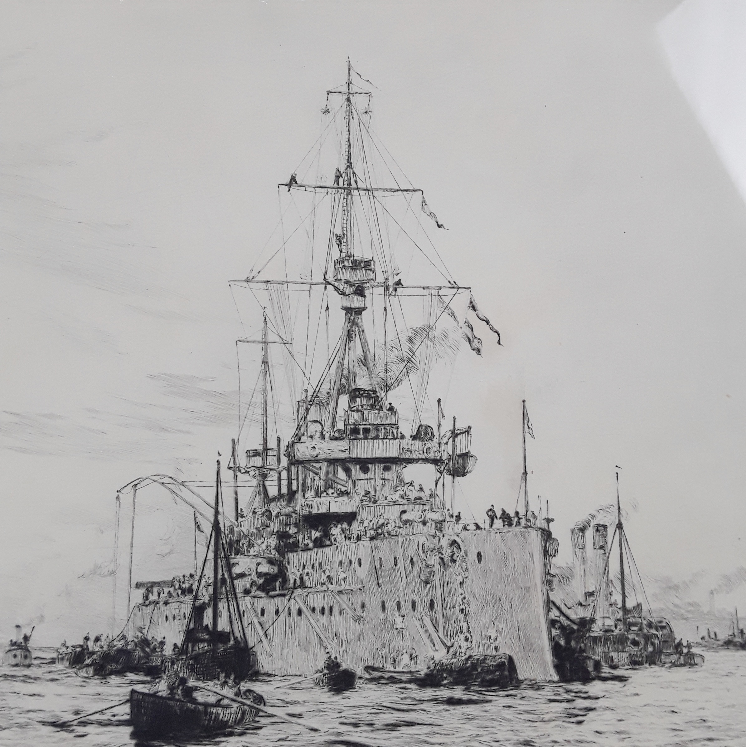 William L. Wyllie Signed Etching of a WW1 Dreadnought - Image 4