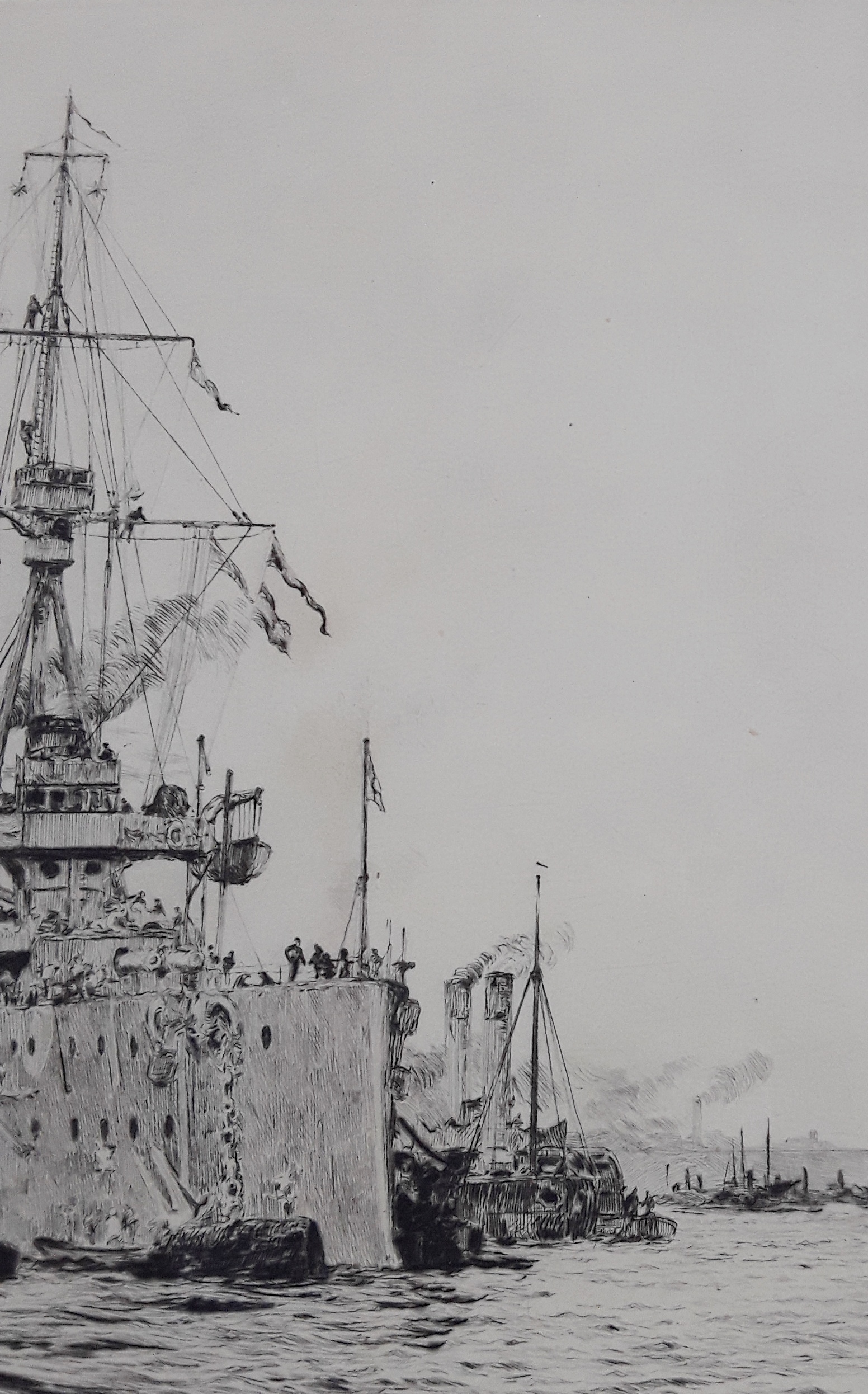 William L. Wyllie Signed Etching of a WW1 Dreadnought - Image 5