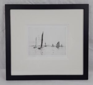 William L. Wyllie Signed Etching of Sailing Boats Off The Coast