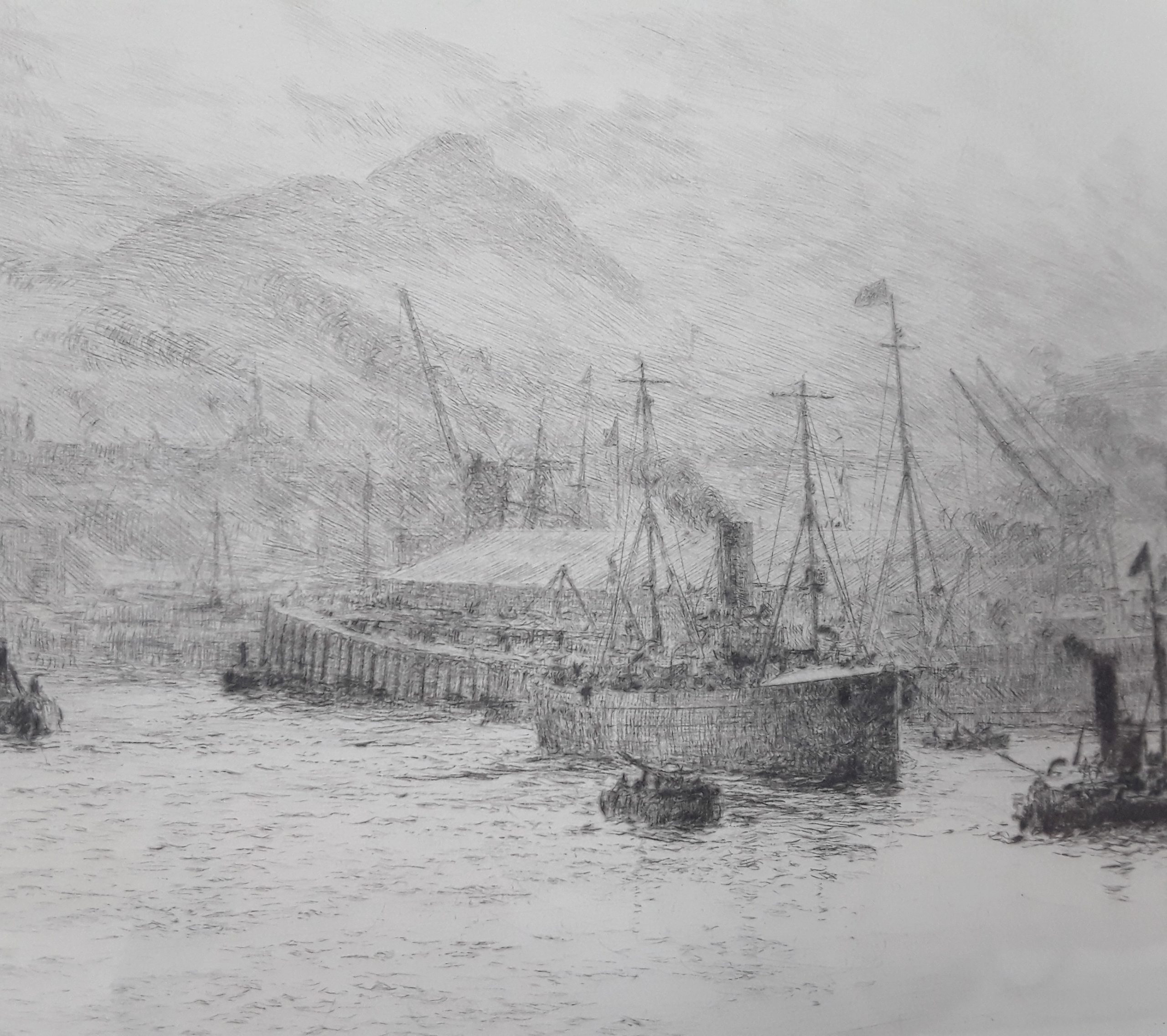 William L. Wyllie Signed Etching of A Dockyard Scene - Image 6